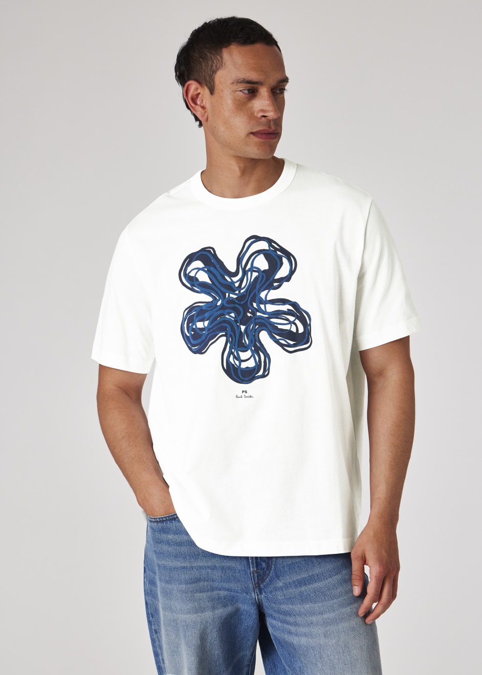 Model View - White Organic Cotton 'Yukka' T-Shirt Paul Smith
