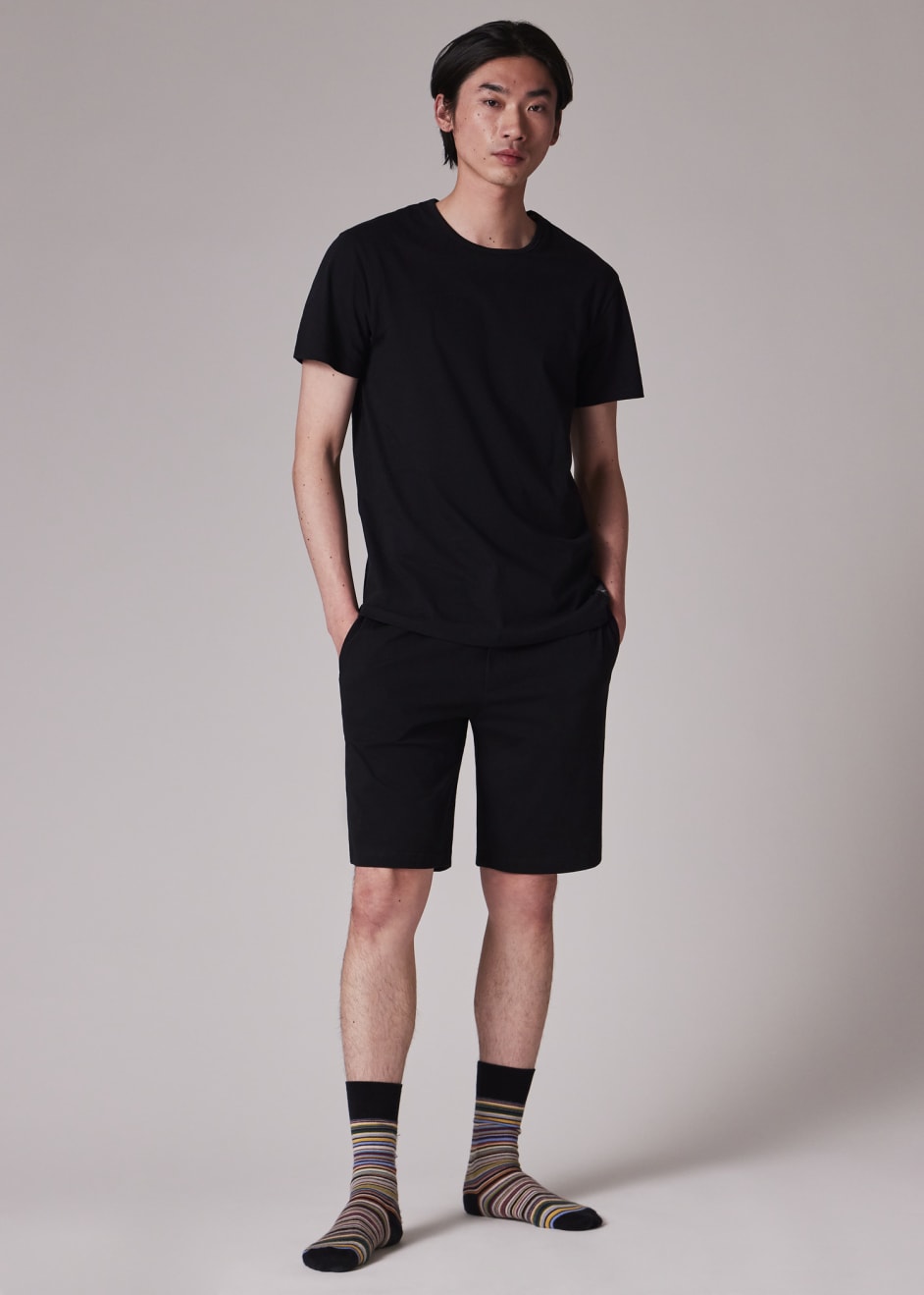 Tシャツ・カットソー Paul Smith SS25 COTTON T-SHIRT (M1R 112Y P00089 79) Men's Navy Organic Cotton V-Neck Zebra Logo T-Shirt