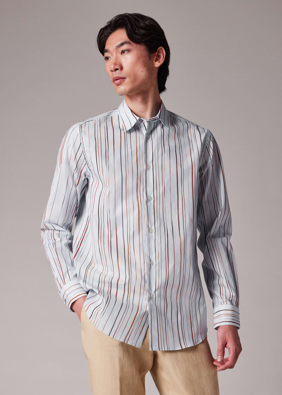 Men's Light Blue 'Signature Pinstripe' Cotton Shirt