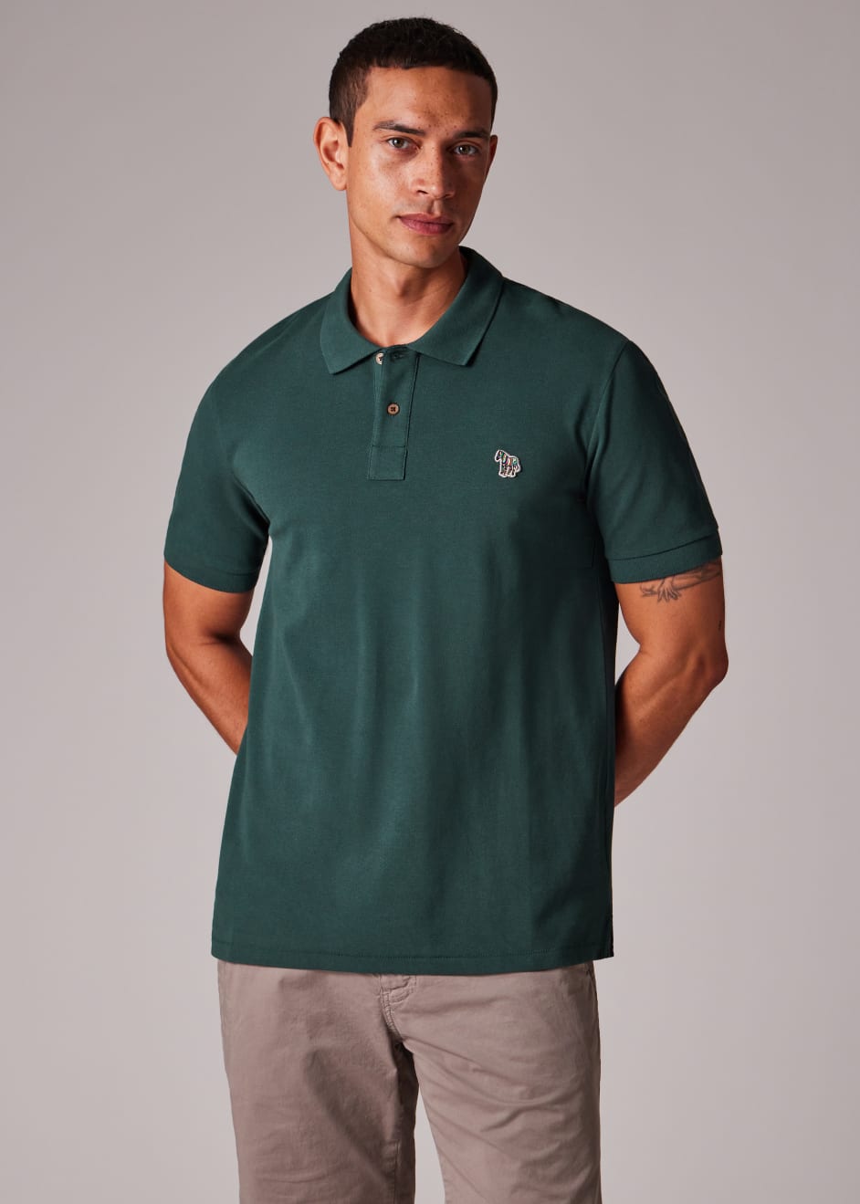 Men's Dark Green Organic Cotton Zebra Polo Shirt