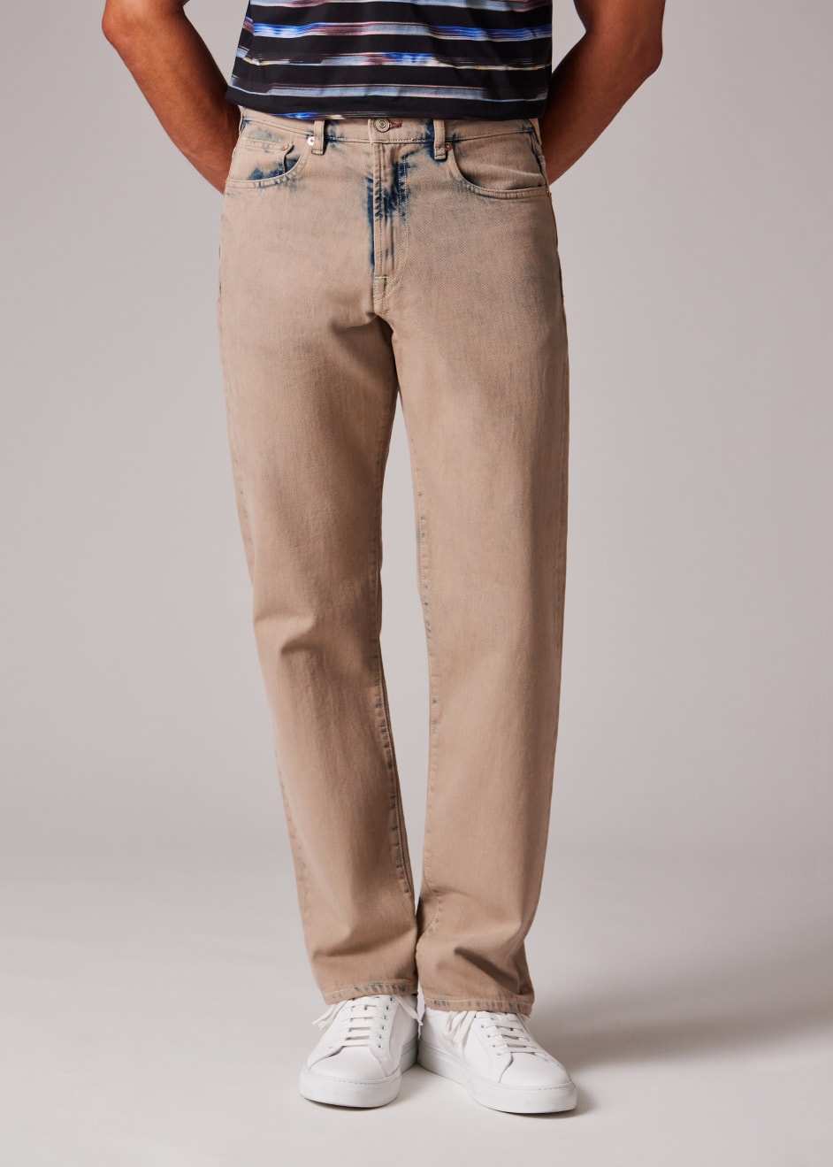Bleached wash slim-fit stretch denim jeans