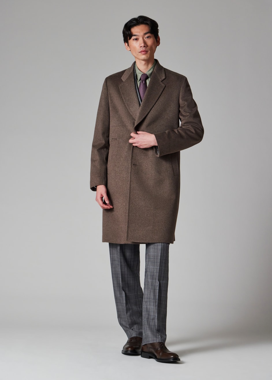ジャケット・アウター Paul Smith Wool Cashmere Long Coat Men's Taupe Wool-Cashmere Overcoat