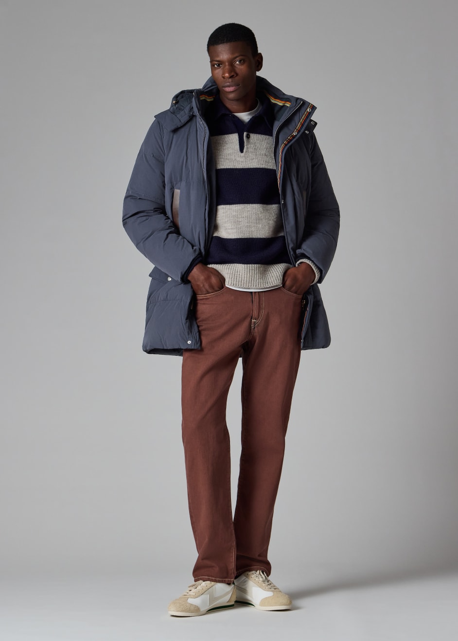 Men's Navy Long Padded Parka