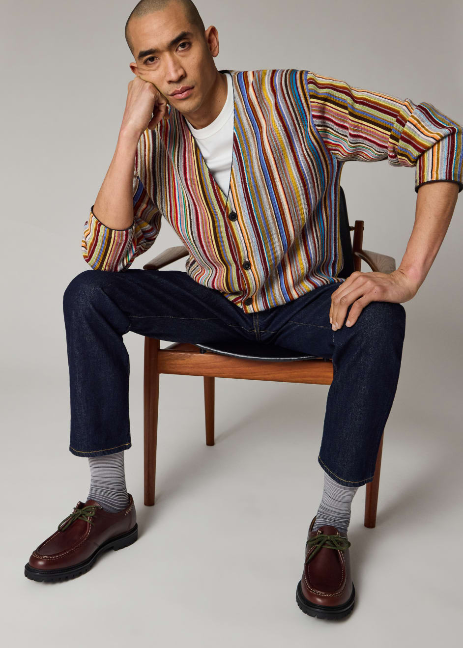 Men's 'Signature Stripe' Merino Wool-Blend Cardigan