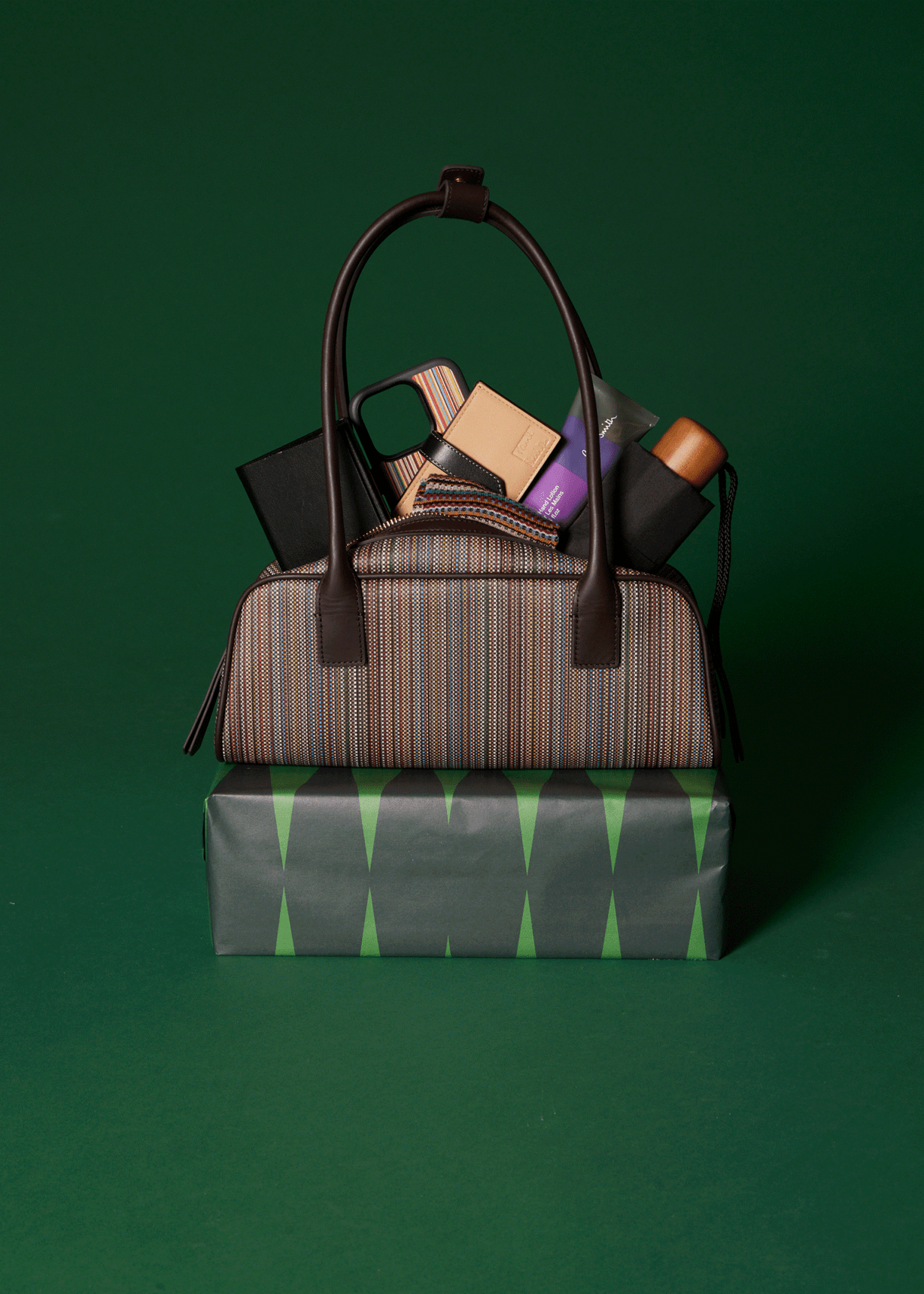 Women's 'Signature Stripe' Coated Canvas Top Handle Shoulder Bag