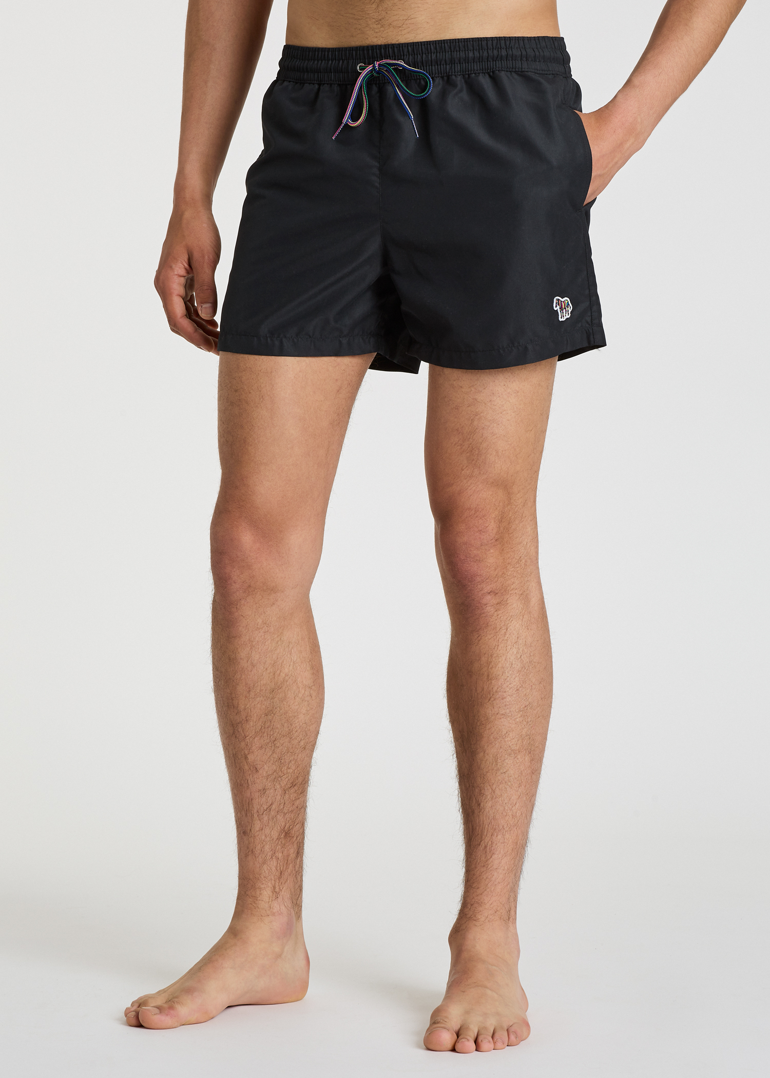 Men's Black Zebra Logo Swim Shorts