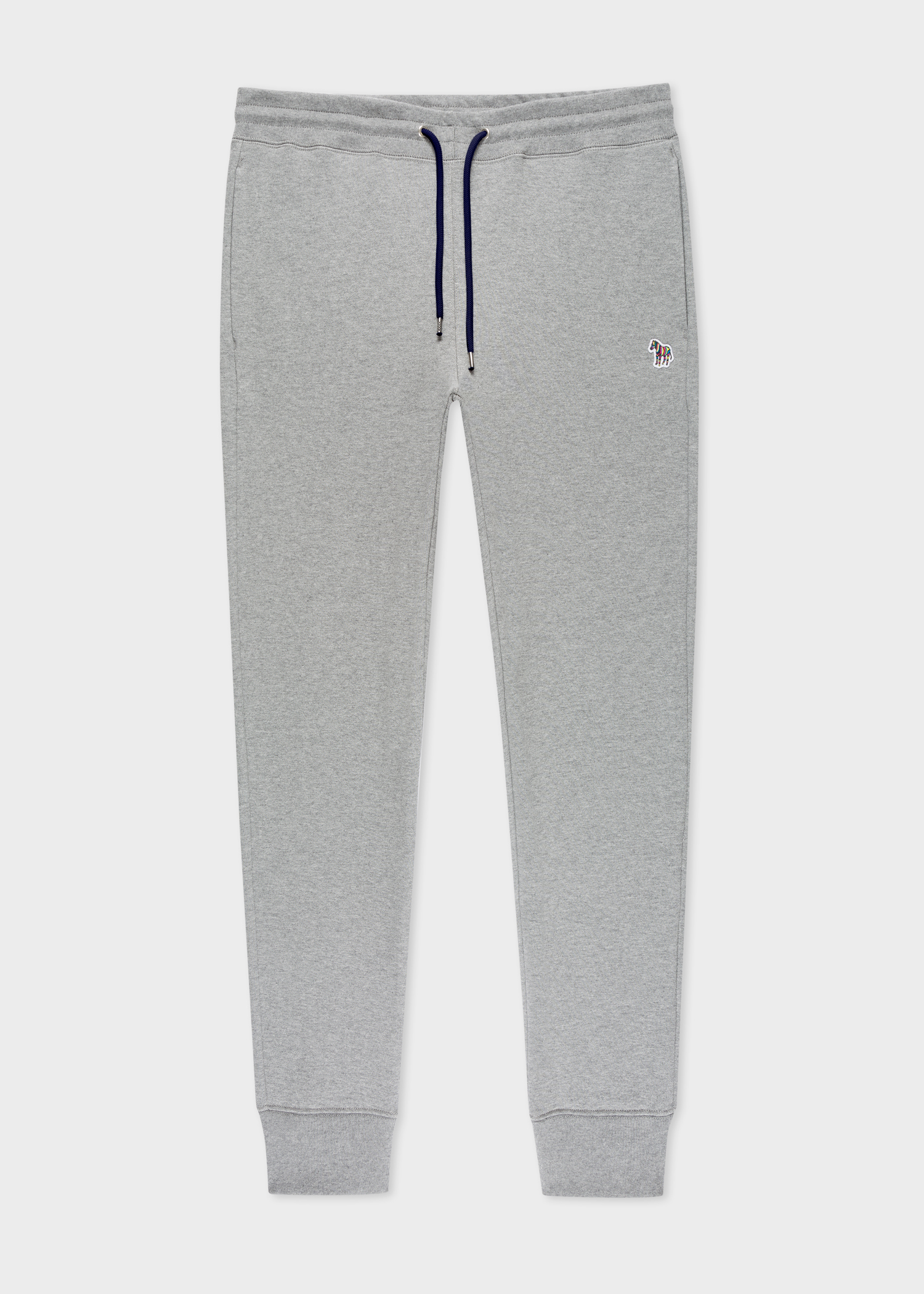 Tapered-Fit Grey Zebra Logo Cotton Sweatpants