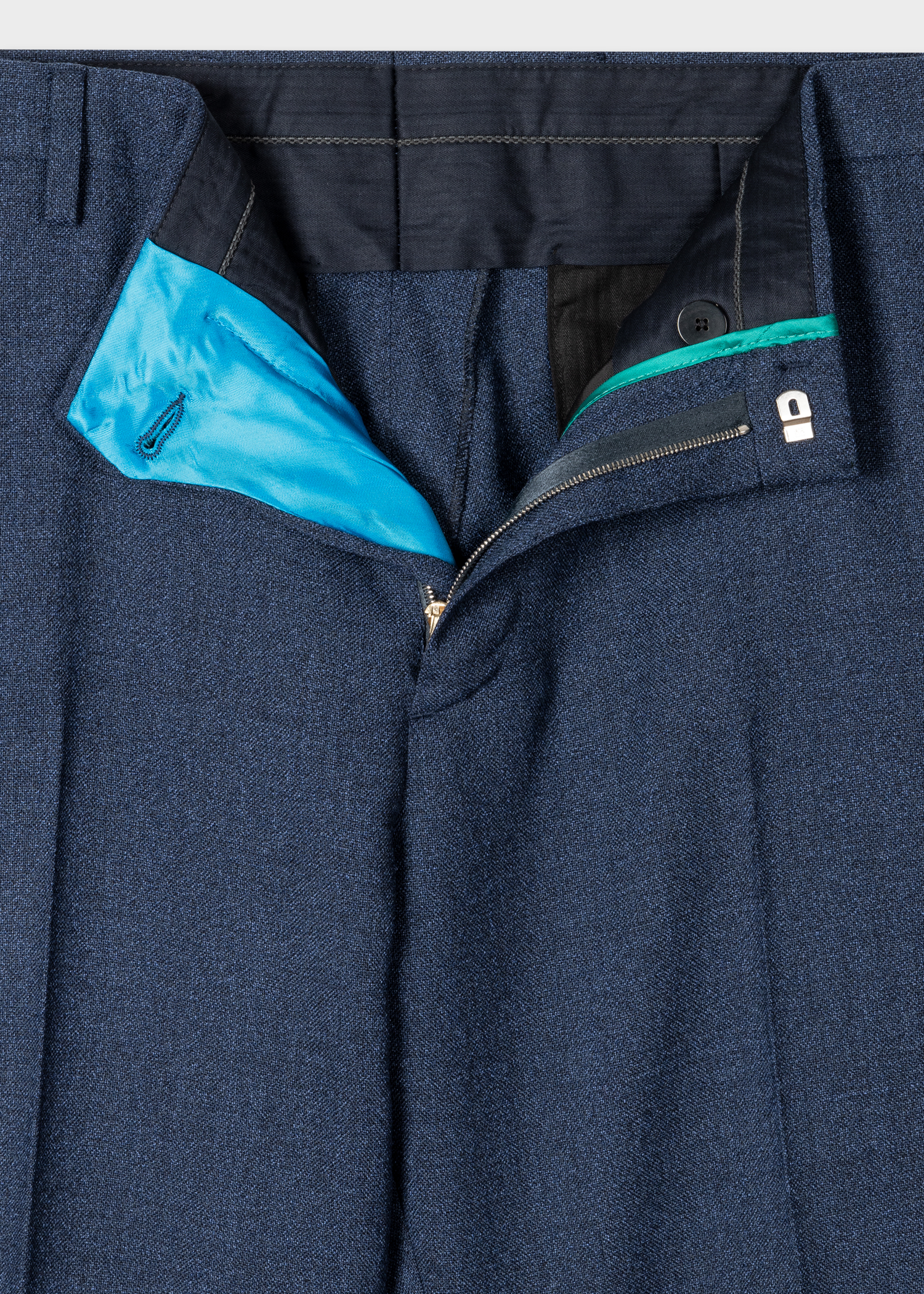 Slim-Fit Slate Blue Wool Nep Trousers thumbnail 3