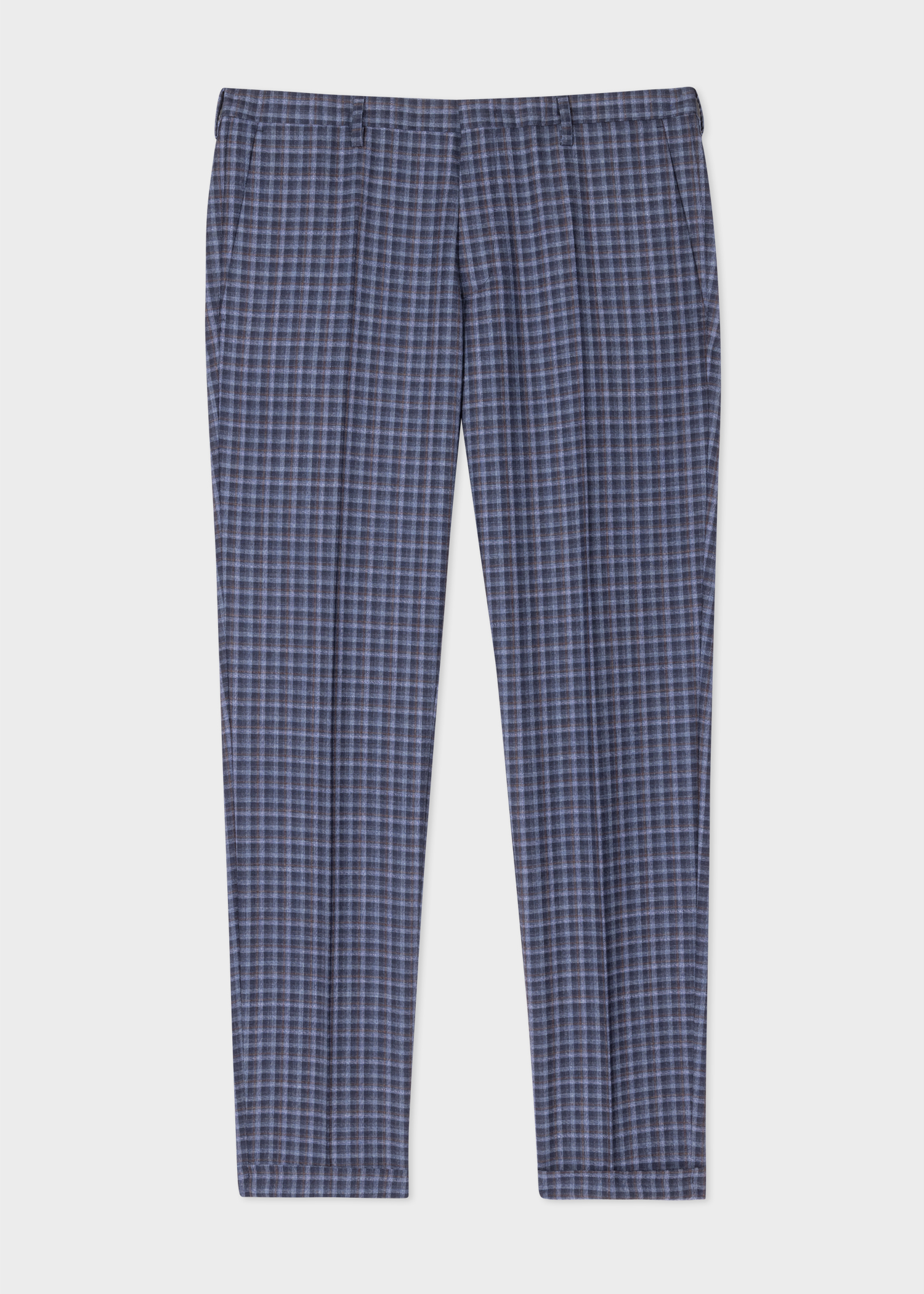 Slim-Fit Blue Check Wool Trousers primary image