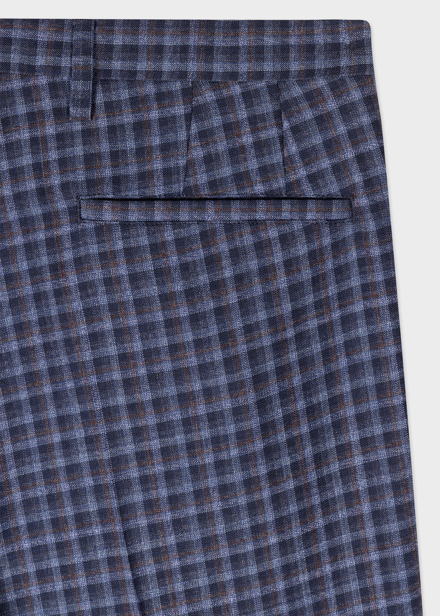 Slim-Fit Blue Check Wool Trousers thumbnail 2