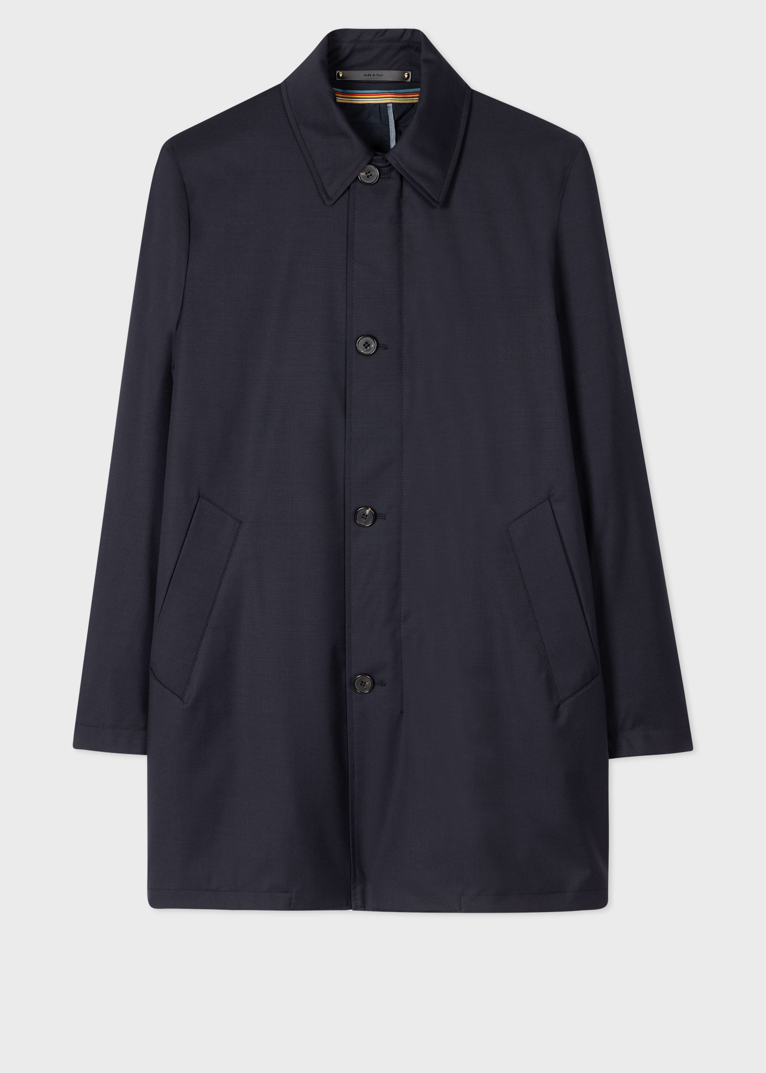 ジャケット・アウター Paul Smith LORO PIANA TRENCH COAT M Navy 'Storm System' Wool Mac With Detachable Gilet