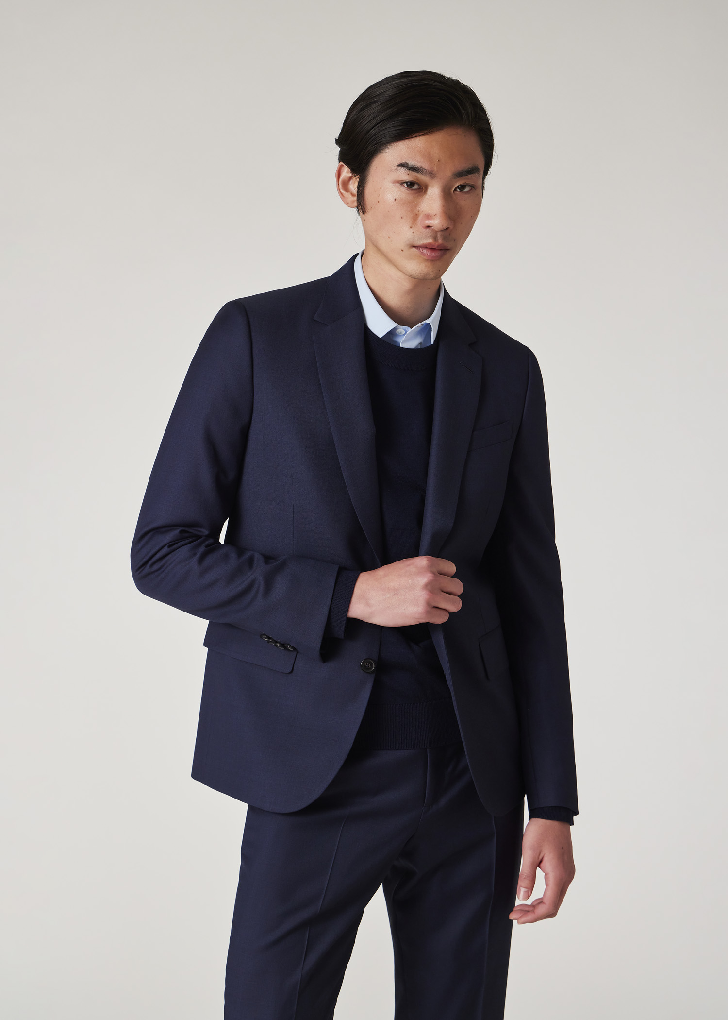 Paul Smith スーツ ダークネイビー Soho Fit The Soho - Men's Tailored-Fit Navy Wool 'A Suit To Travel In