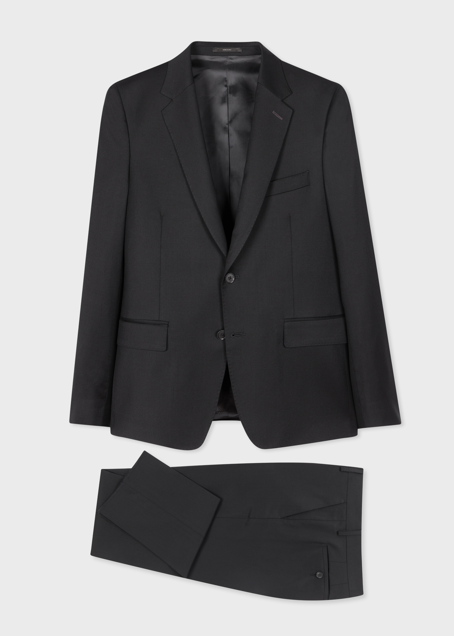 Tailored-Fit Black Wool Twill Two-Button Suit primary image