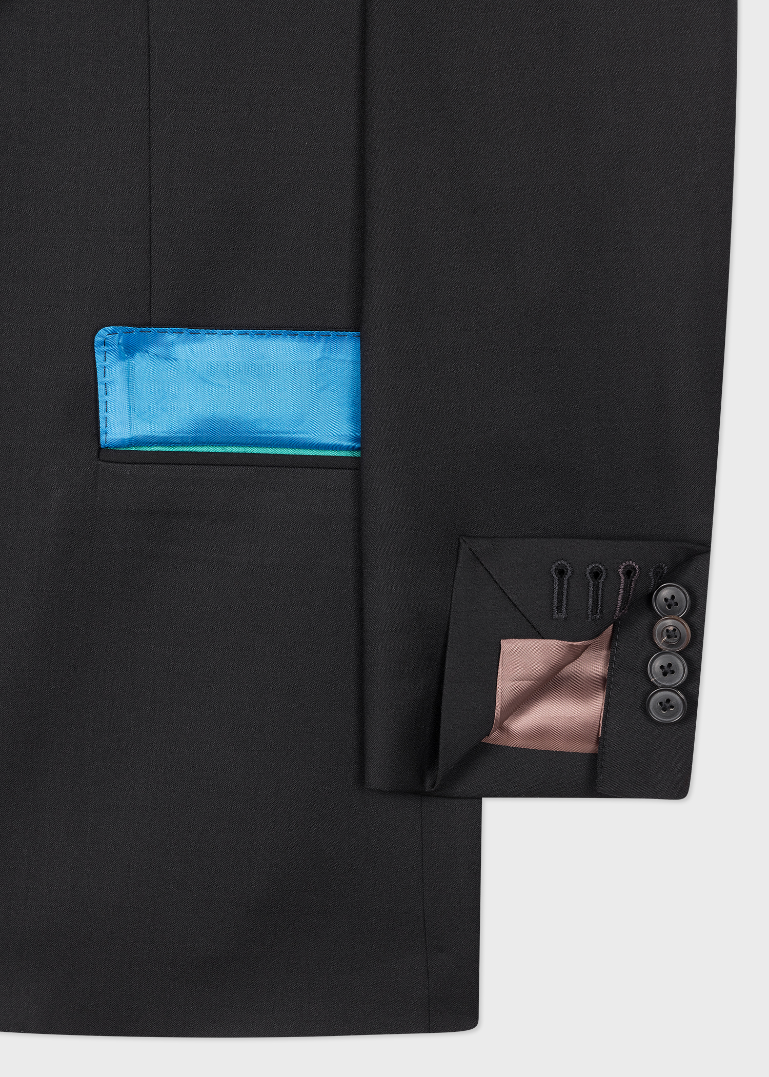 Tailored-Fit Black Wool Twill Two-Button Suit thumbnail 8