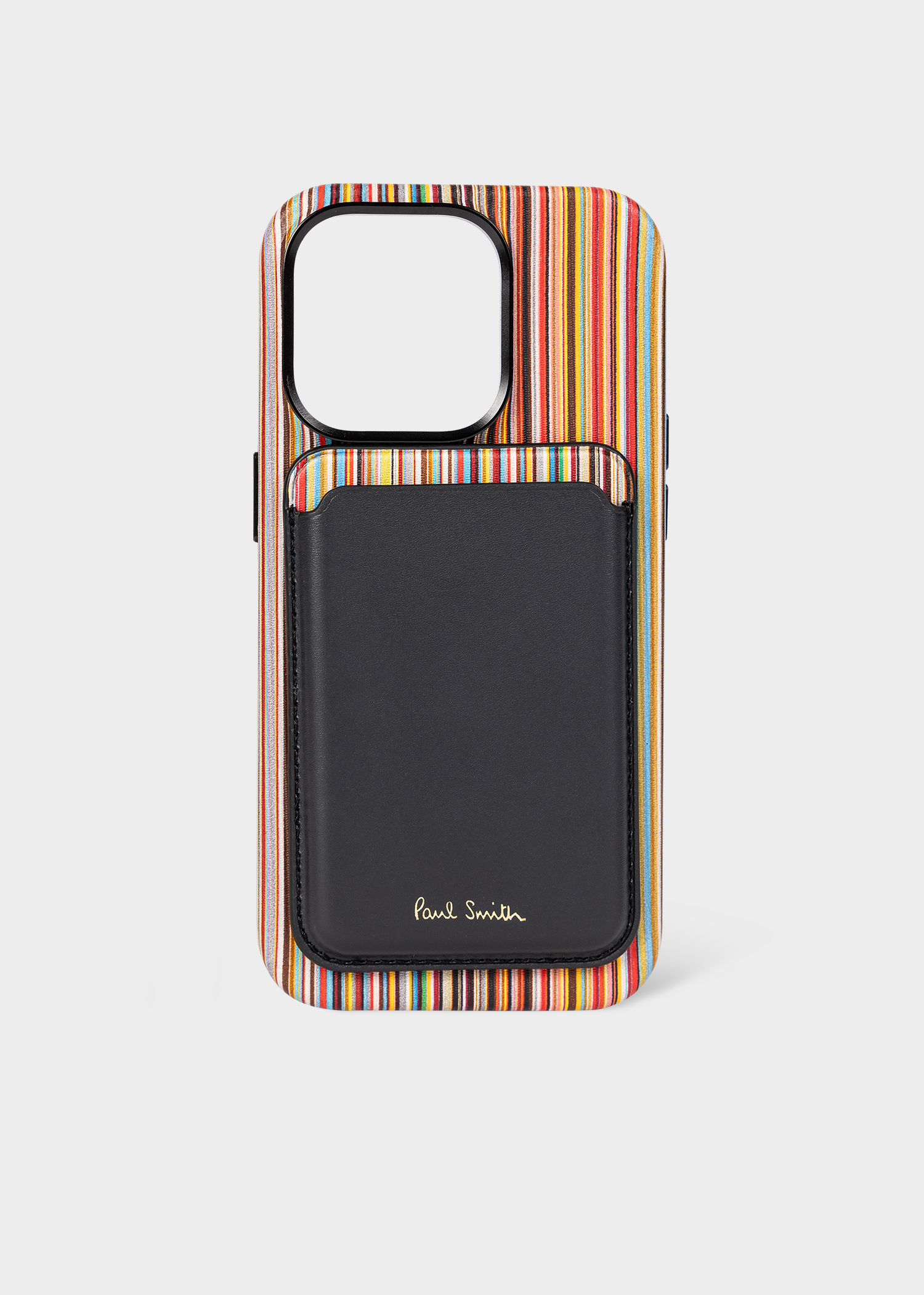 Paul Smith  iPhoneケース iPhone 15 Pro MagSafe Black Leather Credit Card Case