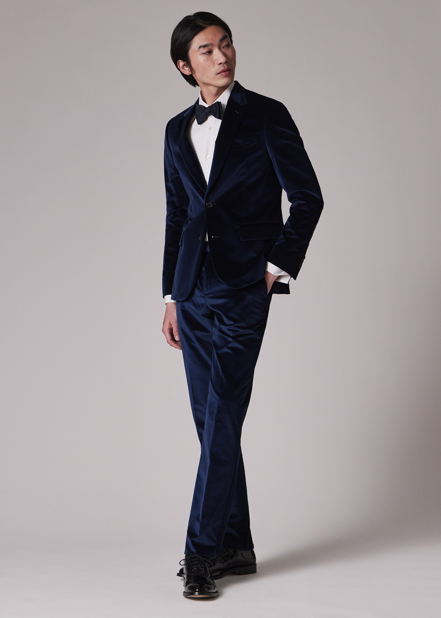 Slim-Fit Navy Velvet Trousers thumbnail 2