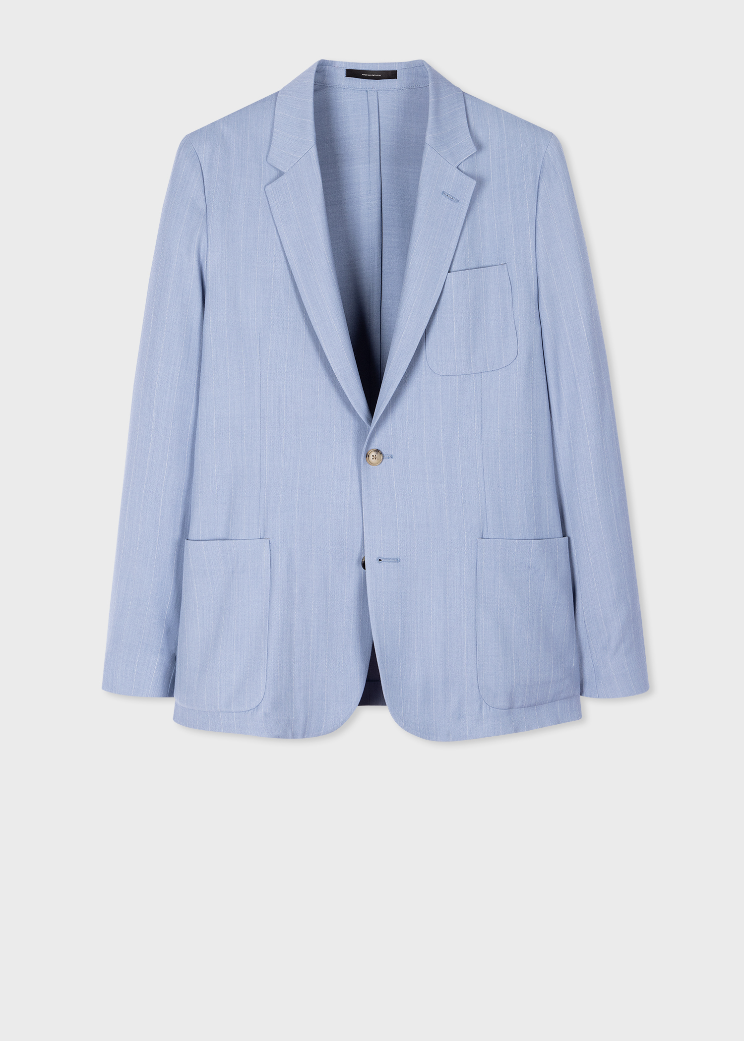 Light Blue Overdyed Pinstripe Patch Pocket Blazer thumbnail 4