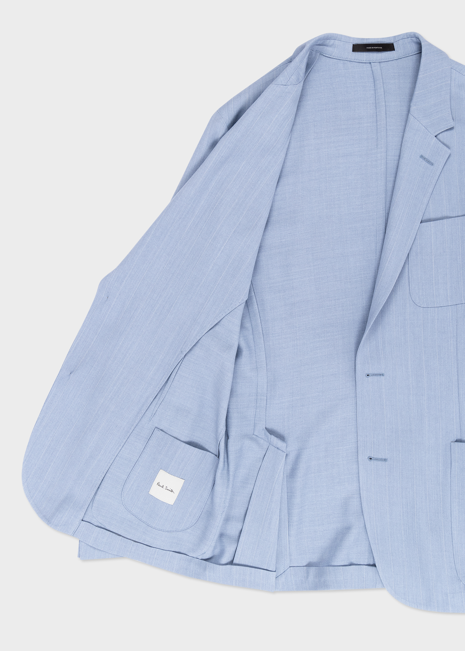 Light Blue Overdyed Pinstripe Patch Pocket Blazer thumbnail 5