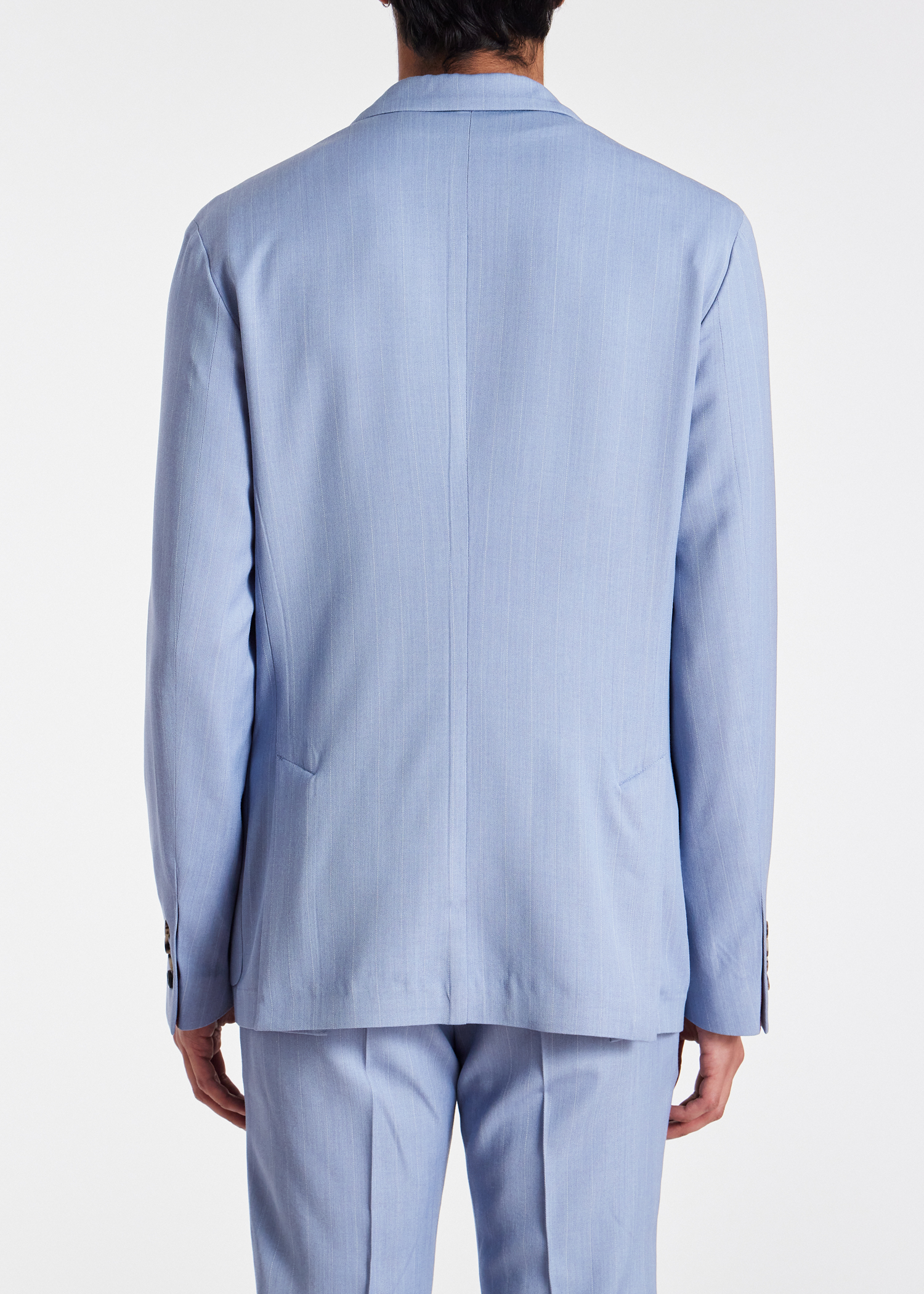 Light Blue Overdyed Pinstripe Patch Pocket Blazer thumbnail 3