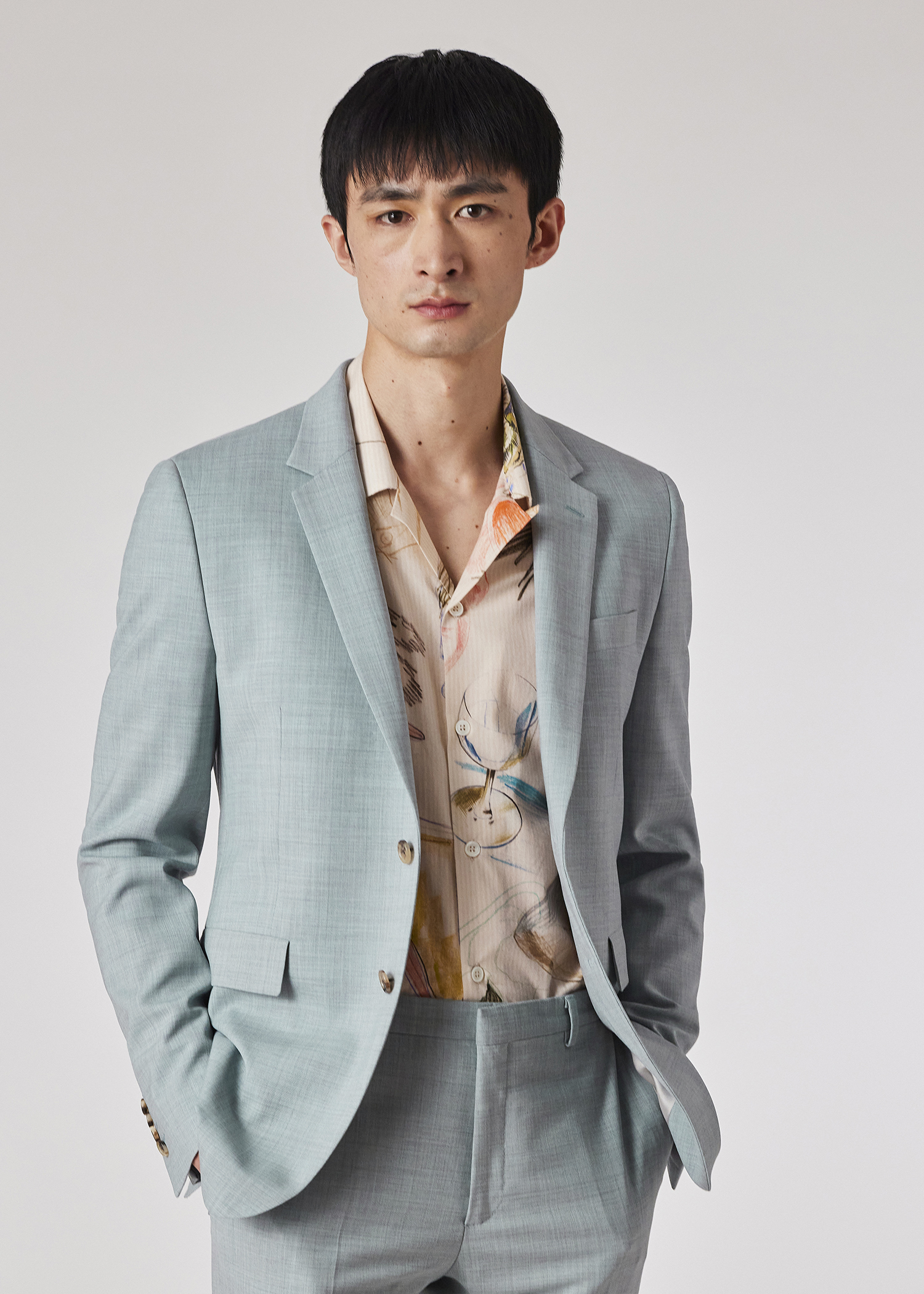 The Kensington - Light Blue Marl Overdyed Stretch-Wool Suit thumbnail 2