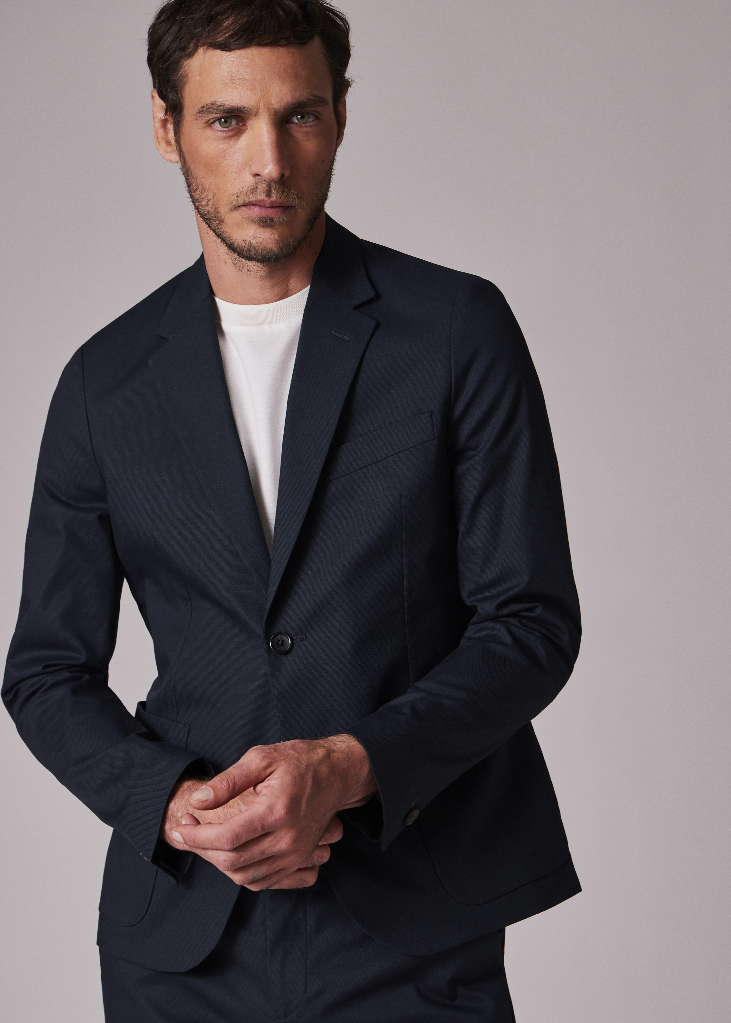 Mid-Fit Navy Stretch Organic Cotton Unlined Blazer thumbnail 2