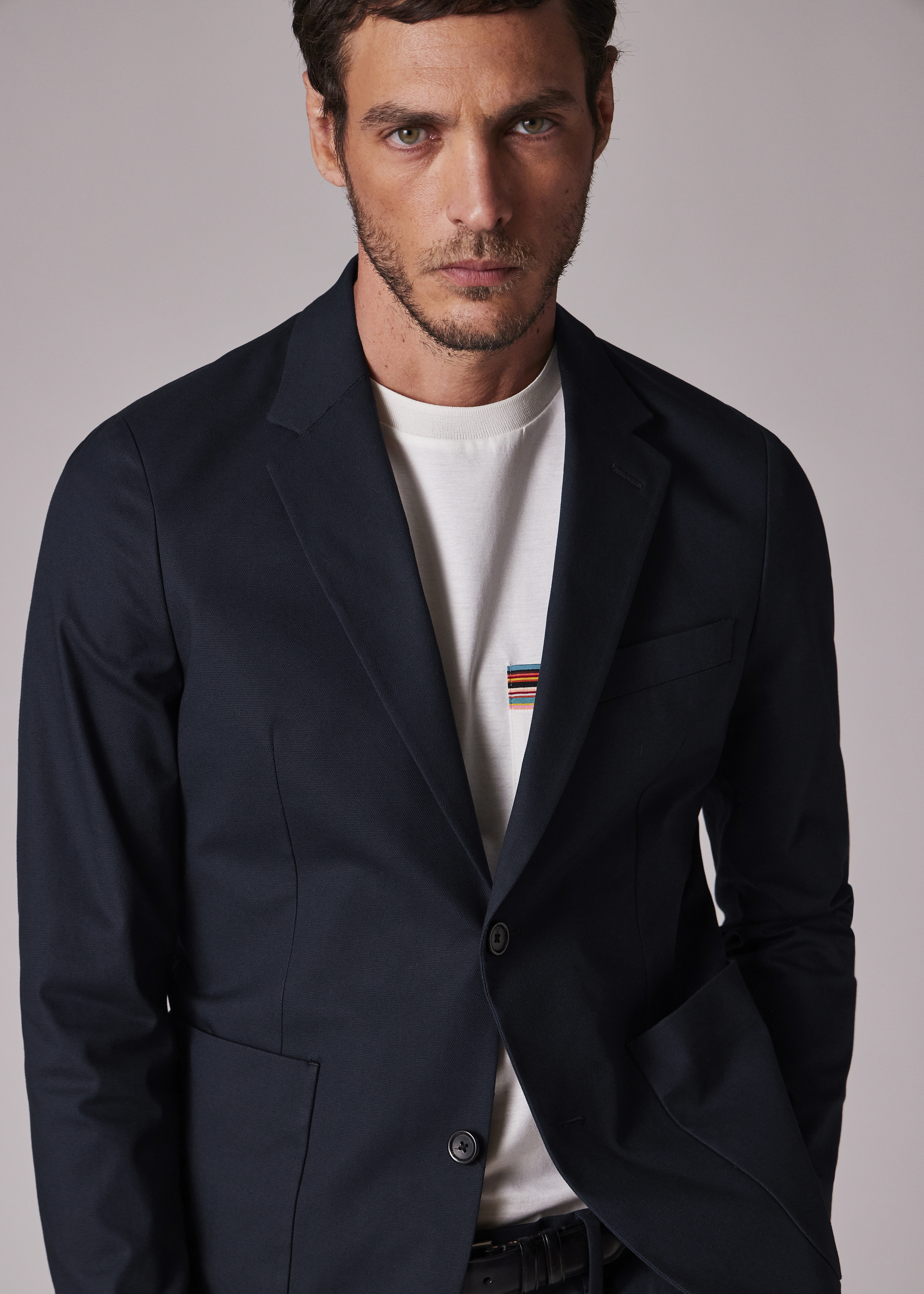 Mid-Fit Navy Stretch Organic Cotton Unlined Blazer thumbnail 7