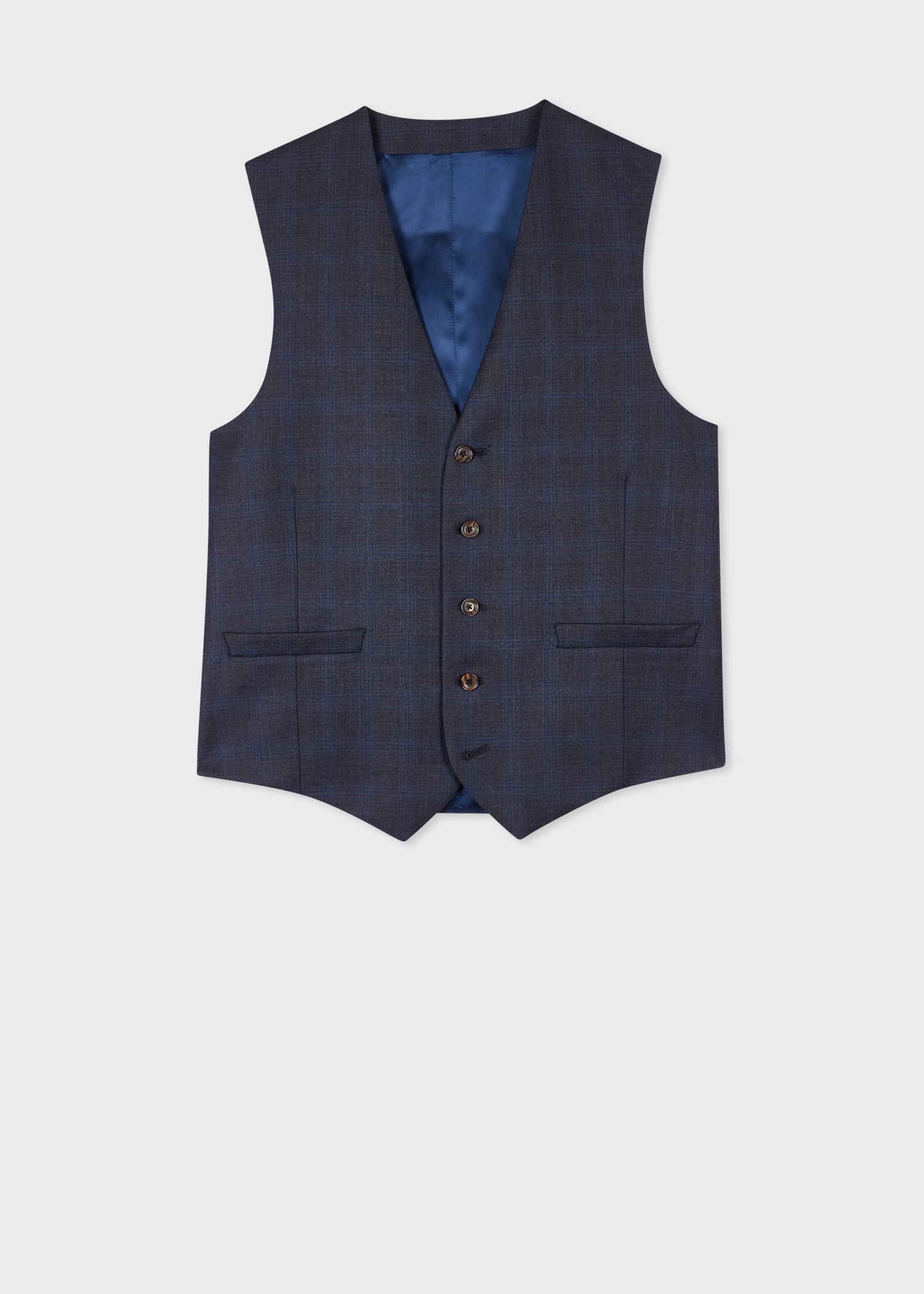 The Soho - Tailored-Fit Dark Blue Check Wool Three-Piece Suit thumbnail 7