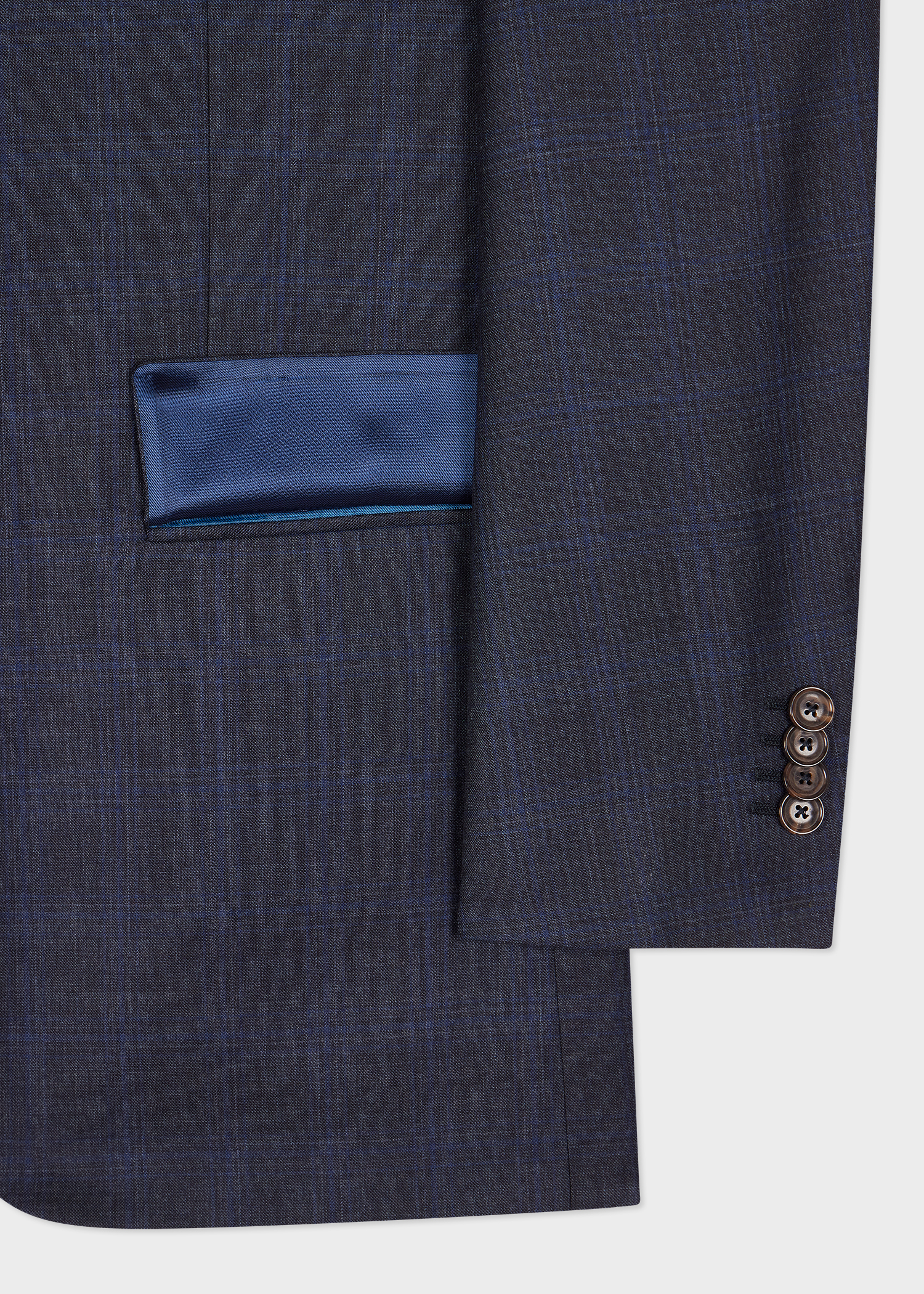 The Soho - Tailored-Fit Dark Blue Check Wool Three-Piece Suit thumbnail 11