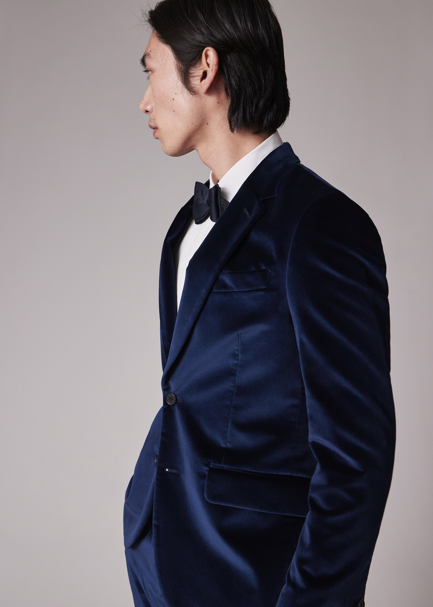The Soho - Tailored-Fit Navy Velvet Blazer thumbnail 5
