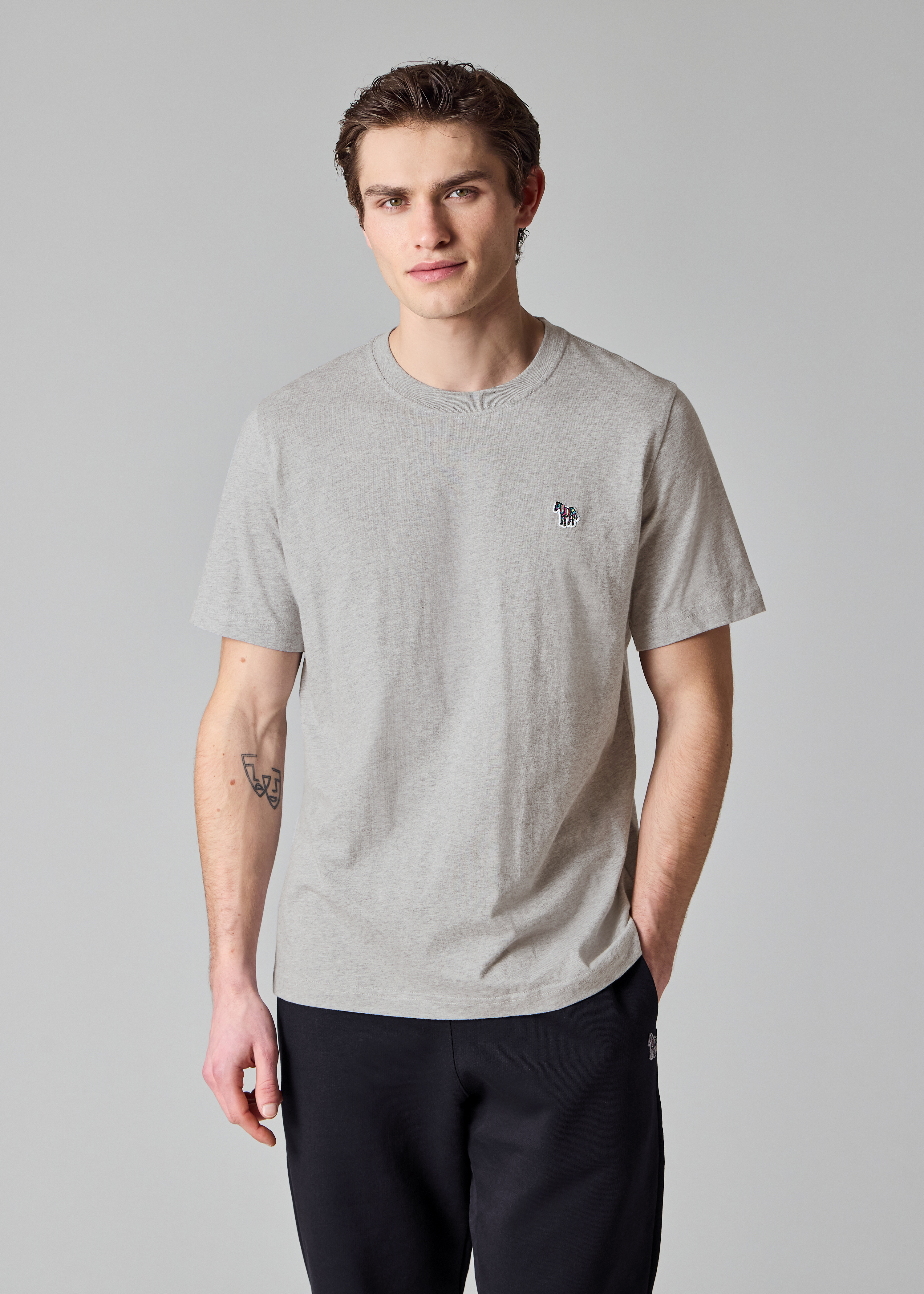 PS By Paul Smith T-Shirt Uomo In Cotone Biologico Con Zebra E Strisce Cycle Stripe, Colore Bianco, Taglia L, Vestibilità Regolare