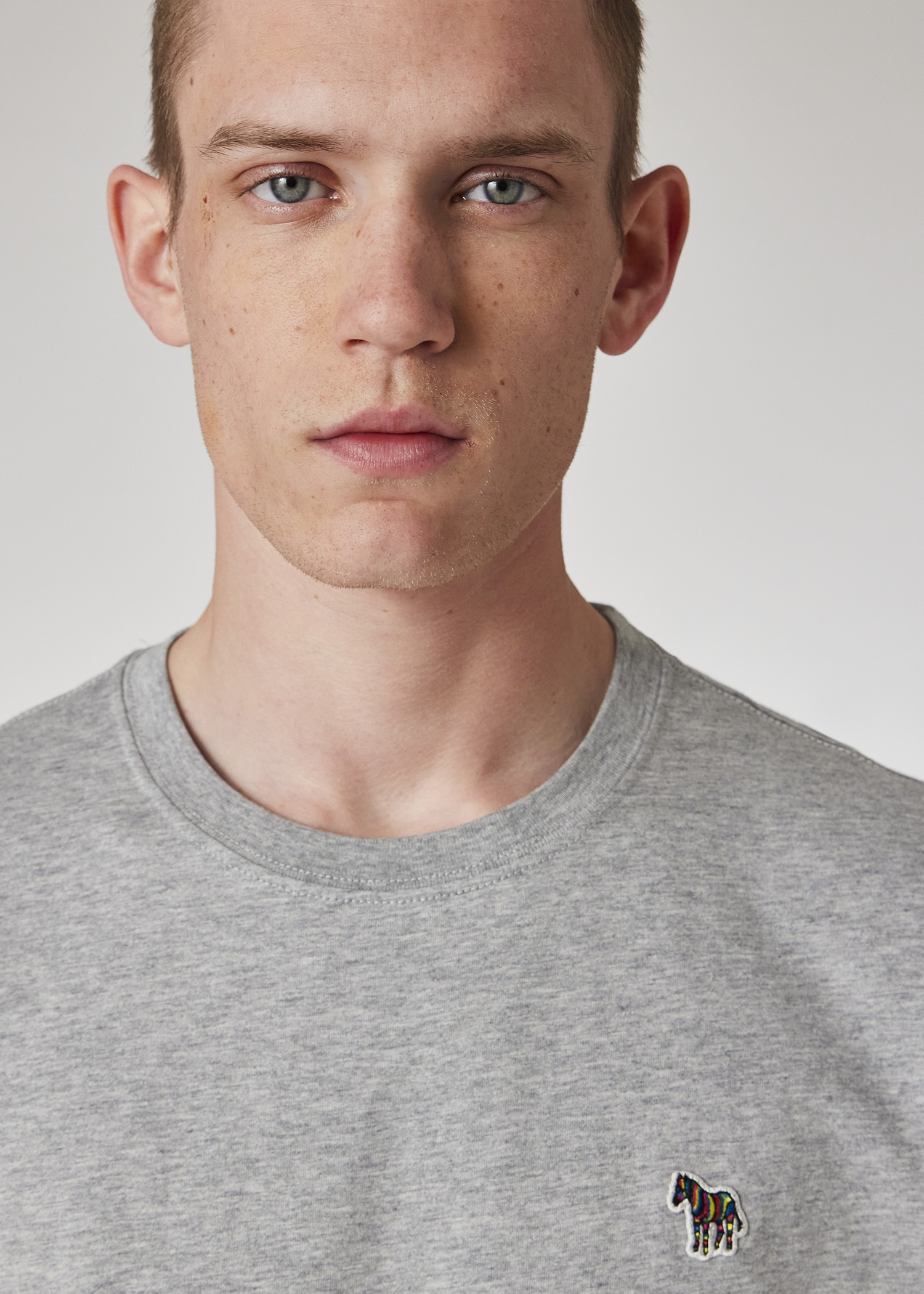 Men's Grey Marl Cotton Zebra Logo T-Shirt