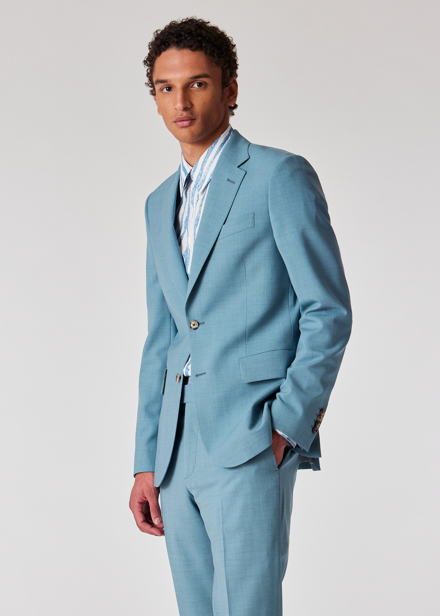 The Brierley - Blue Marl Overdyed Stretch-Wool Suit primary image