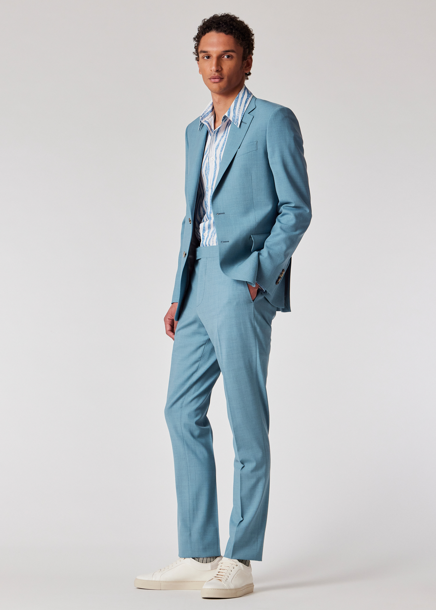 The Brierley -  Blue Marl Overdyed Stretch-Wool Suit thumbnail 2