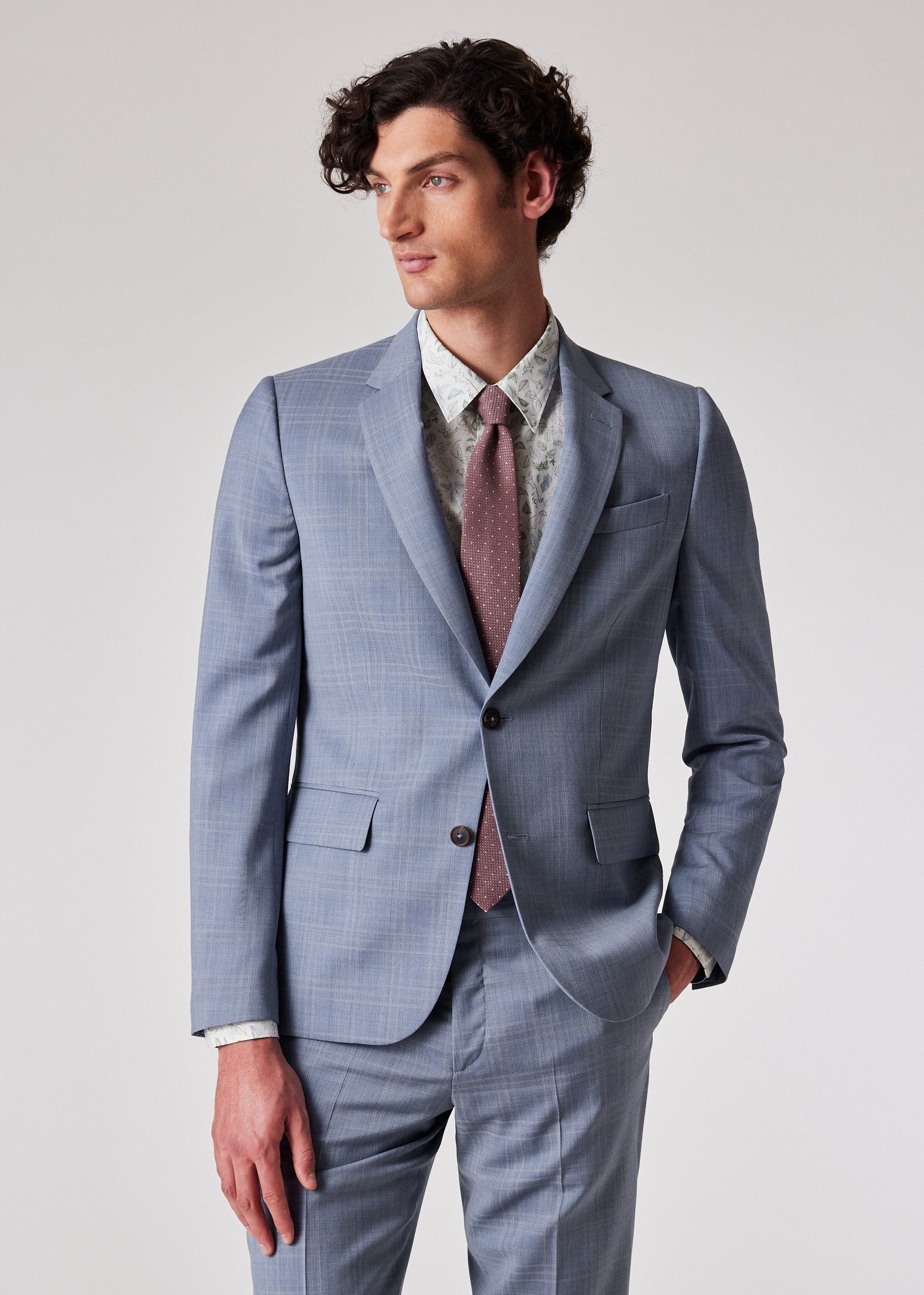 The Soho - Tailored-Fit Pale Blue Check Wool Suit thumbnail 2