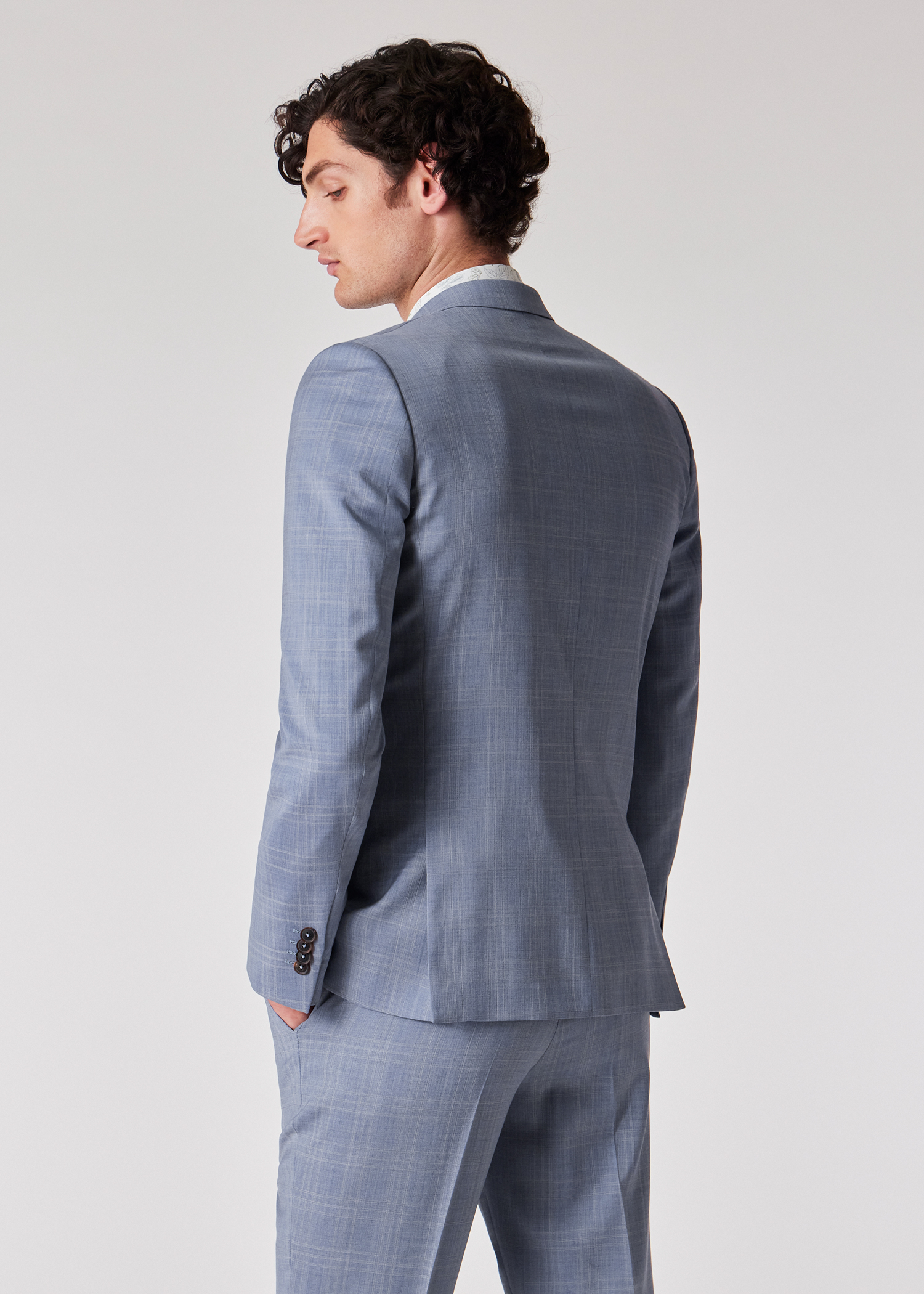 The Soho - Tailored-Fit Pale Blue Check Wool Suit thumbnail 3