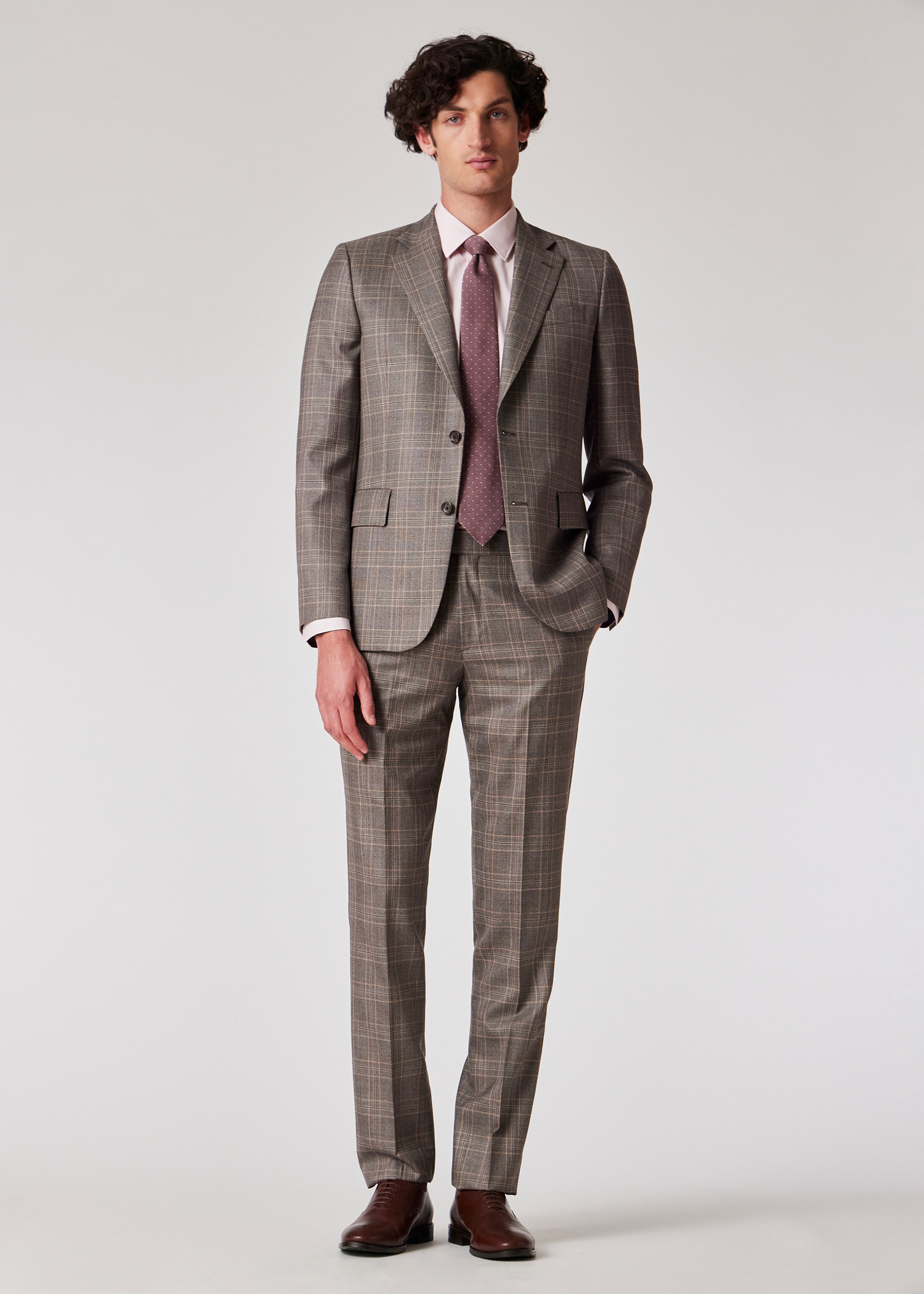 The Brierley - Light Brown Check Wool Suit primary image