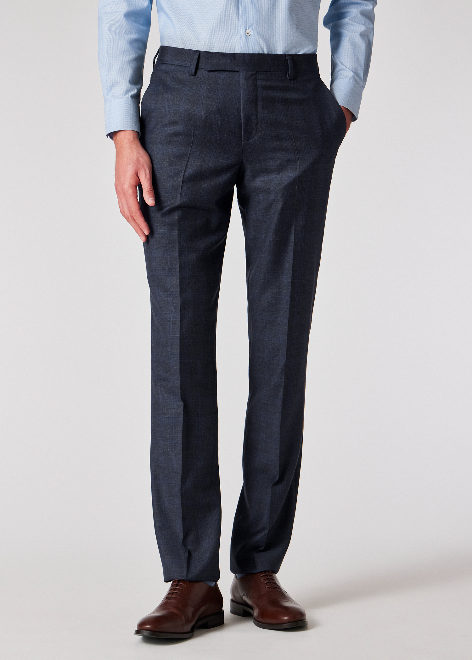 The Soho - Tailored-Fit Dark Blue Check Wool Three-Piece Suit thumbnail 4