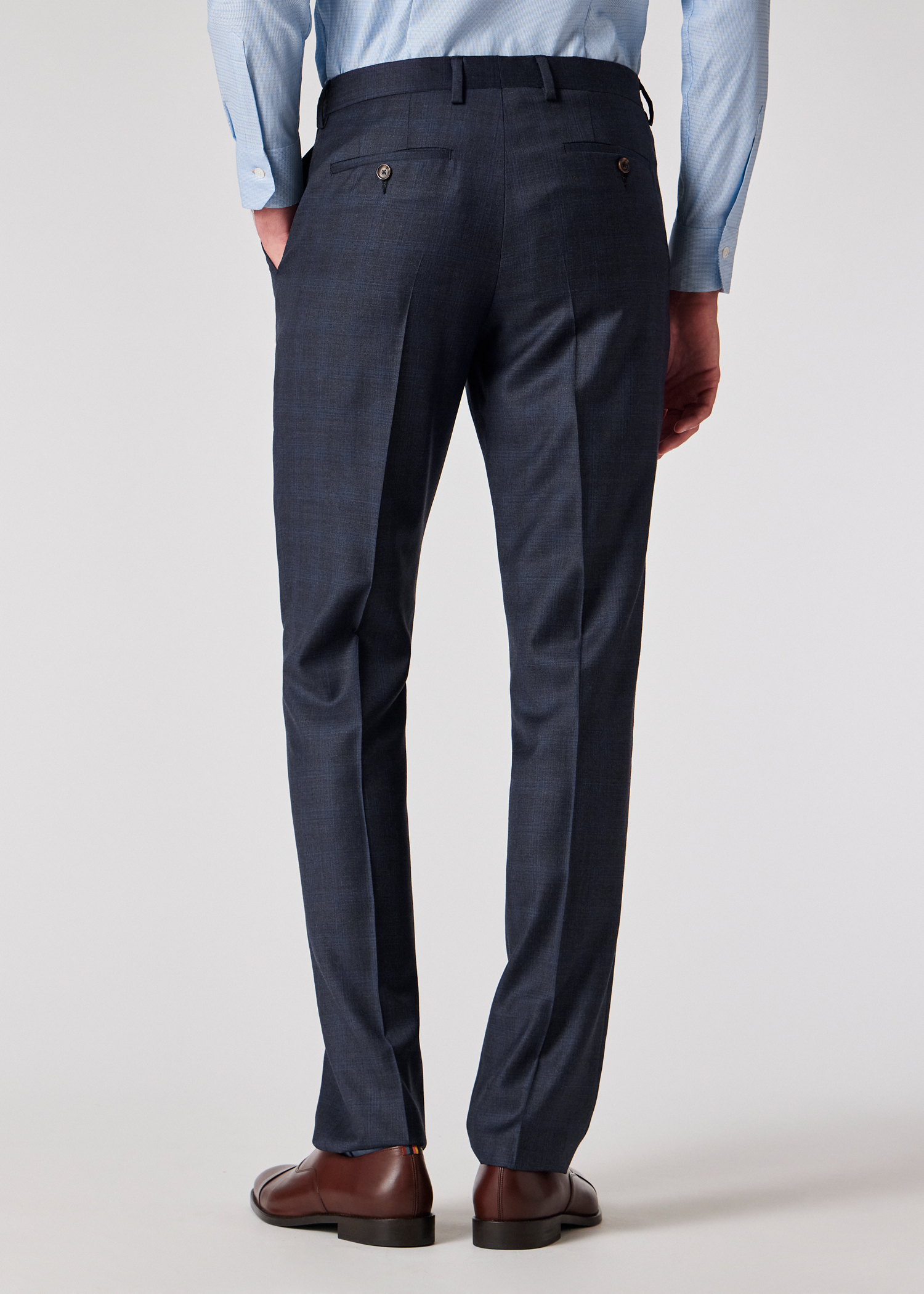 The Soho - Tailored-Fit Dark Blue Check Wool Three-Piece Suit thumbnail 5