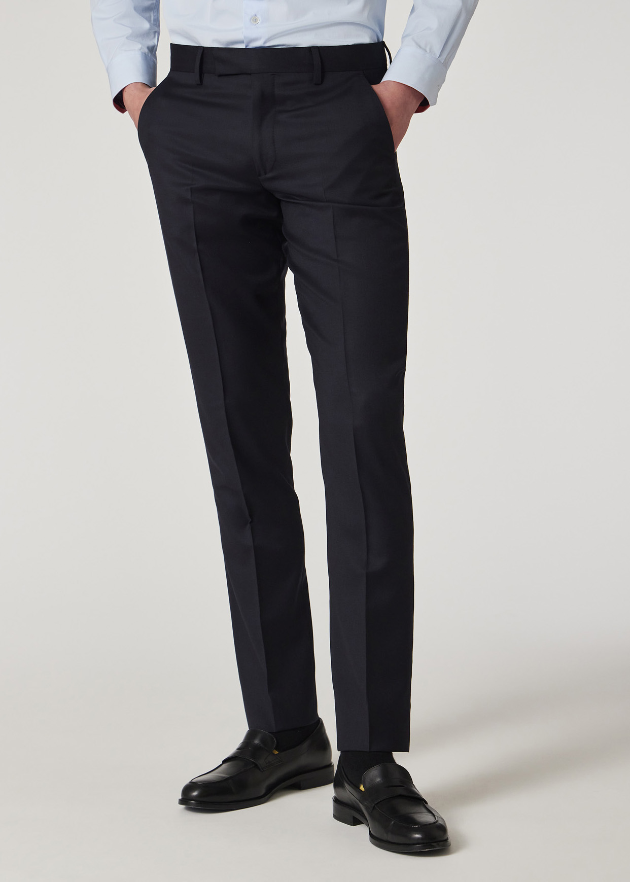 Tailored-Fit Navy Wool Twill Two-Button Suit thumbnail 8