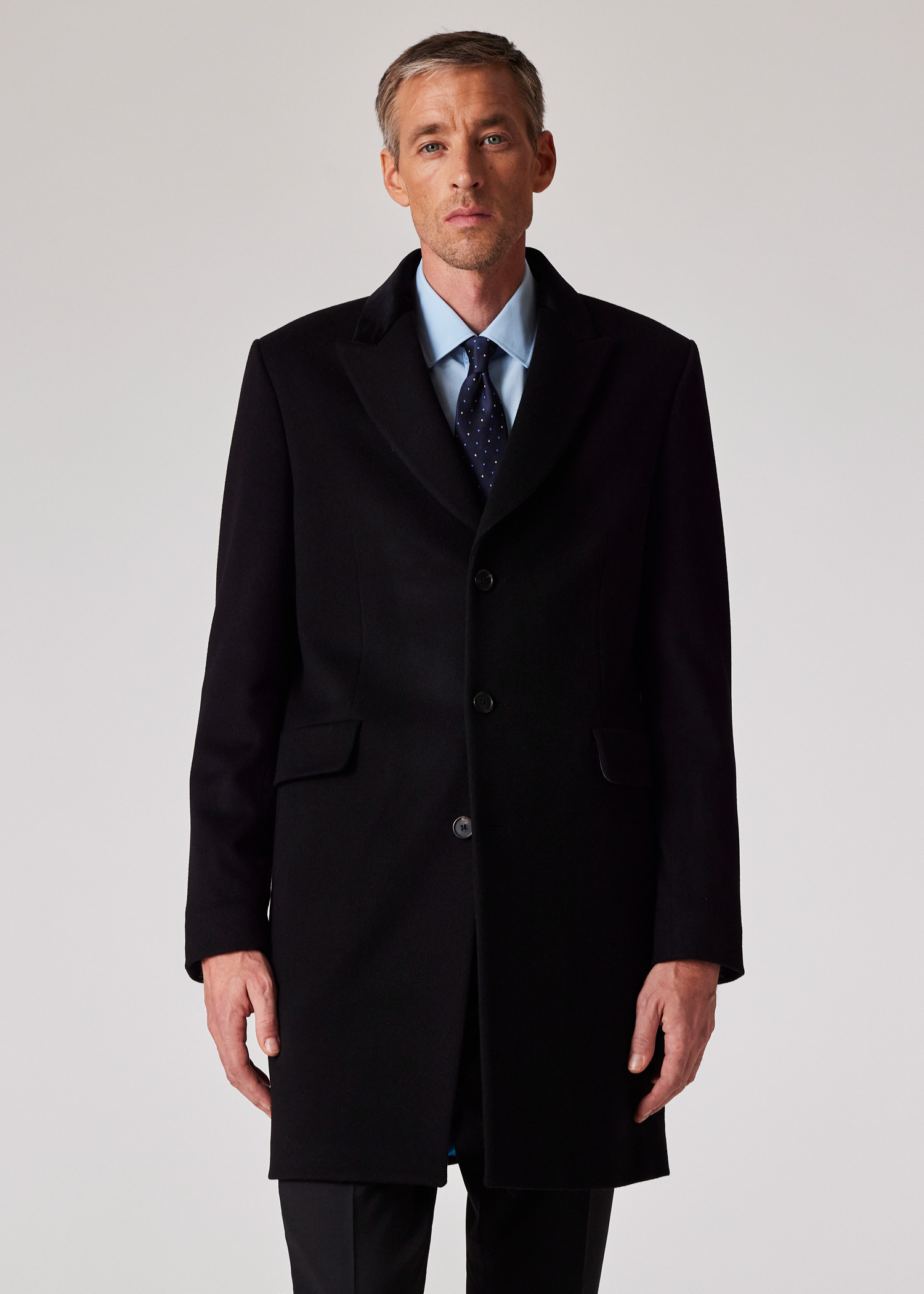 Men's Black Wool-Cashmere Epsom Coat