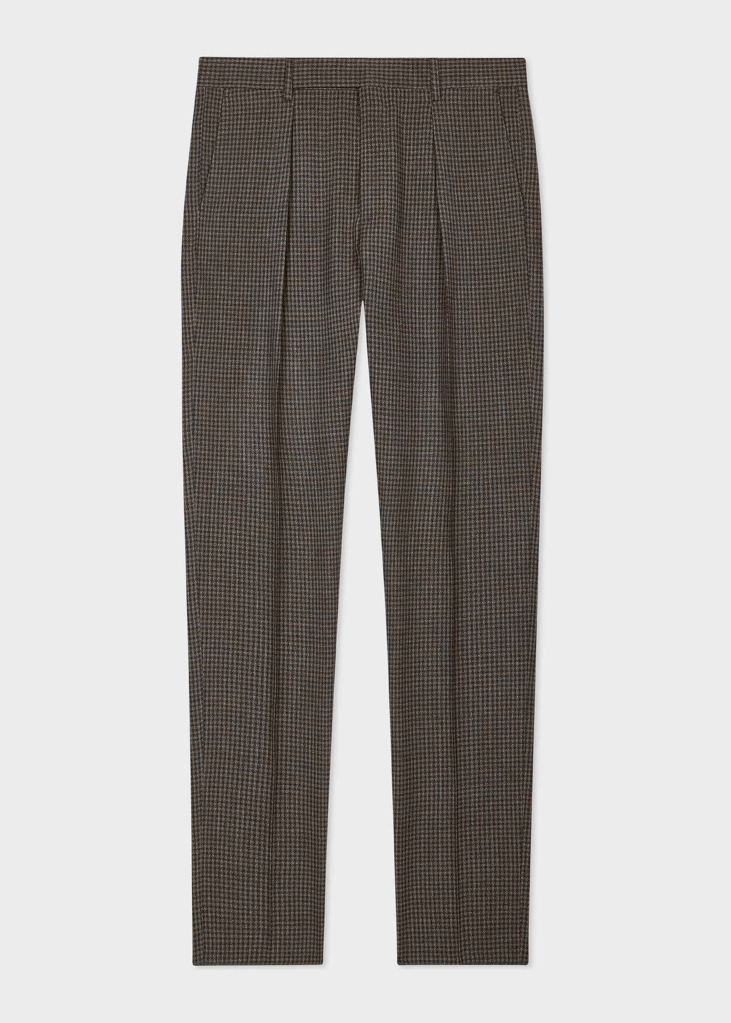 Green Gingham Check Tapered-Fit Pleated Stretch-Wool Trousers thumbnail 4