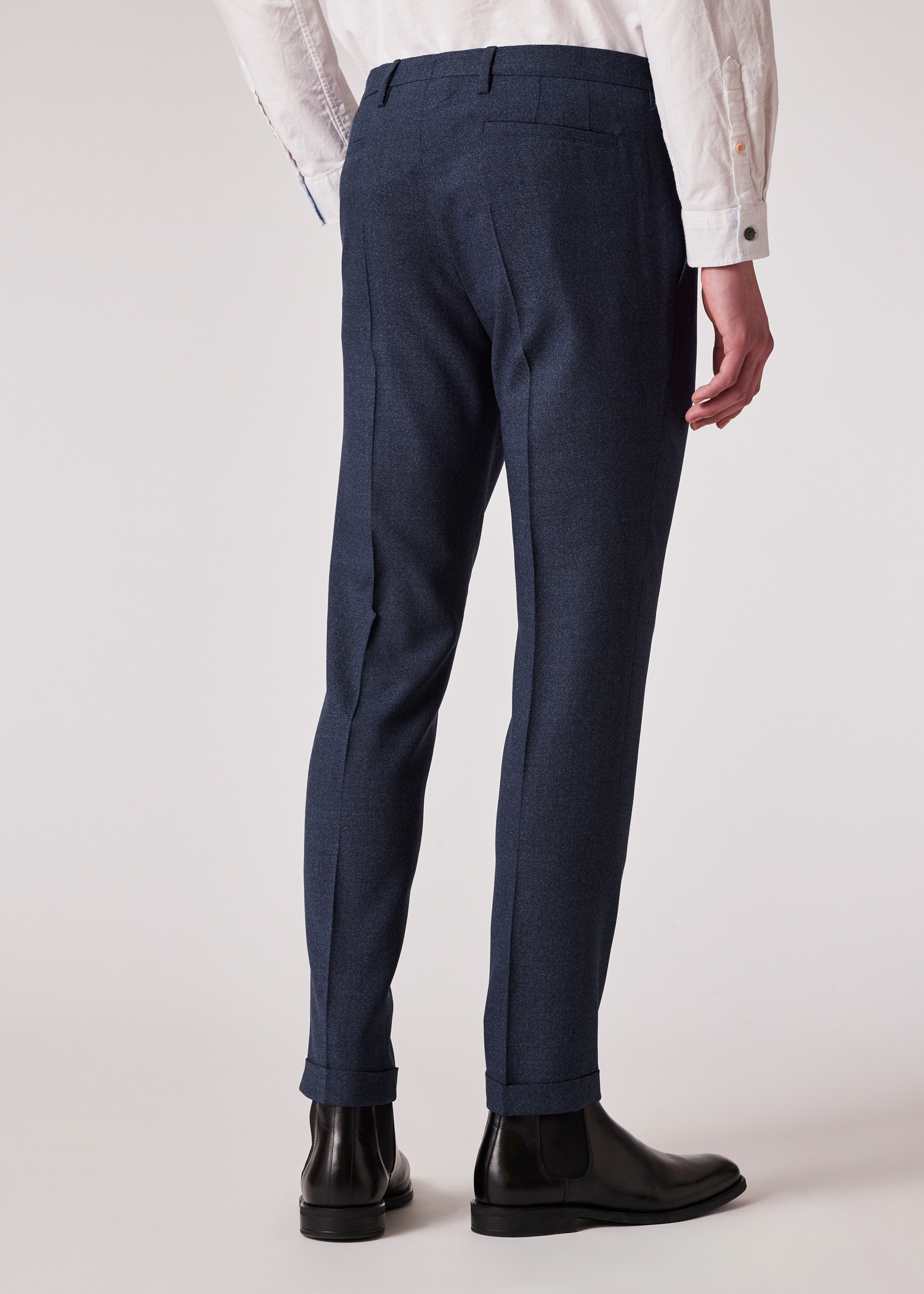 Slim-Fit Slate Blue Wool Nep Trousers thumbnail 4