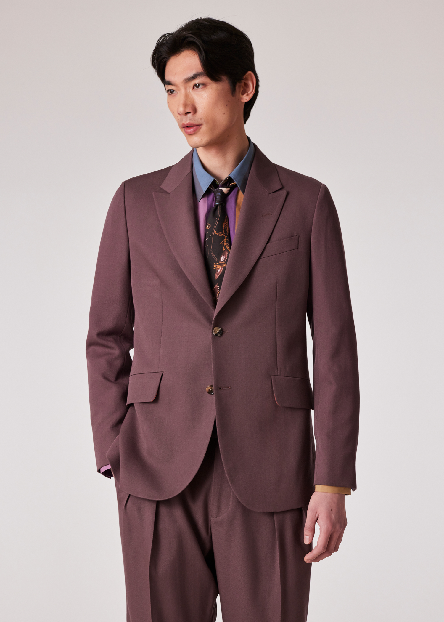 Tailored-Fit Mauve Wool Gabardine Blazer primary image