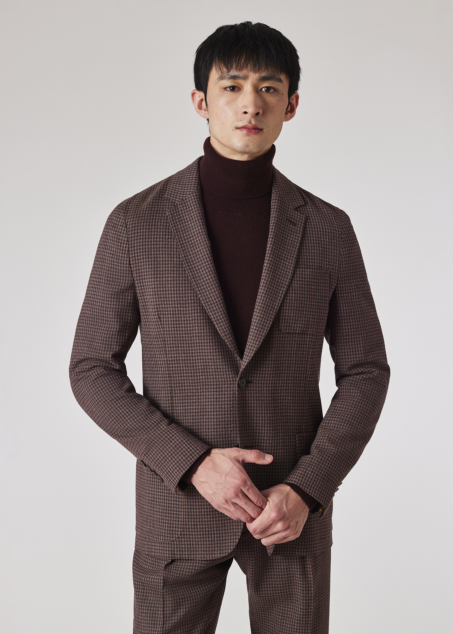 Brown Stretch-Wool Gingham Check Blazer primary image
