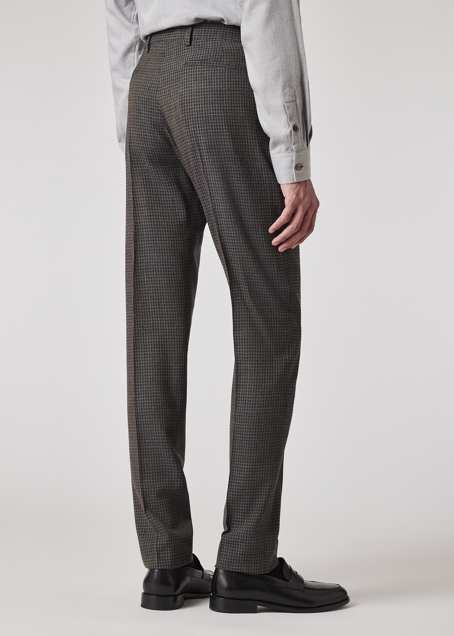 Green Gingham Check Tapered-Fit Pleated Stretch-Wool Trousers thumbnail 3