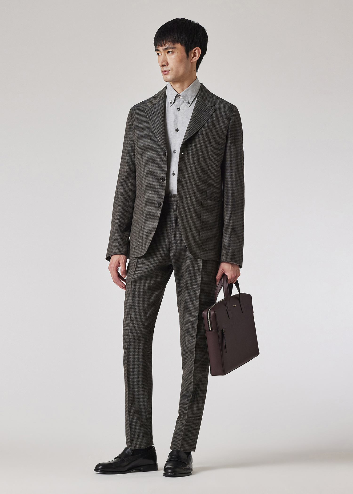 Green Gingham Check Tapered-Fit Pleated Stretch-Wool Trousers thumbnail 2