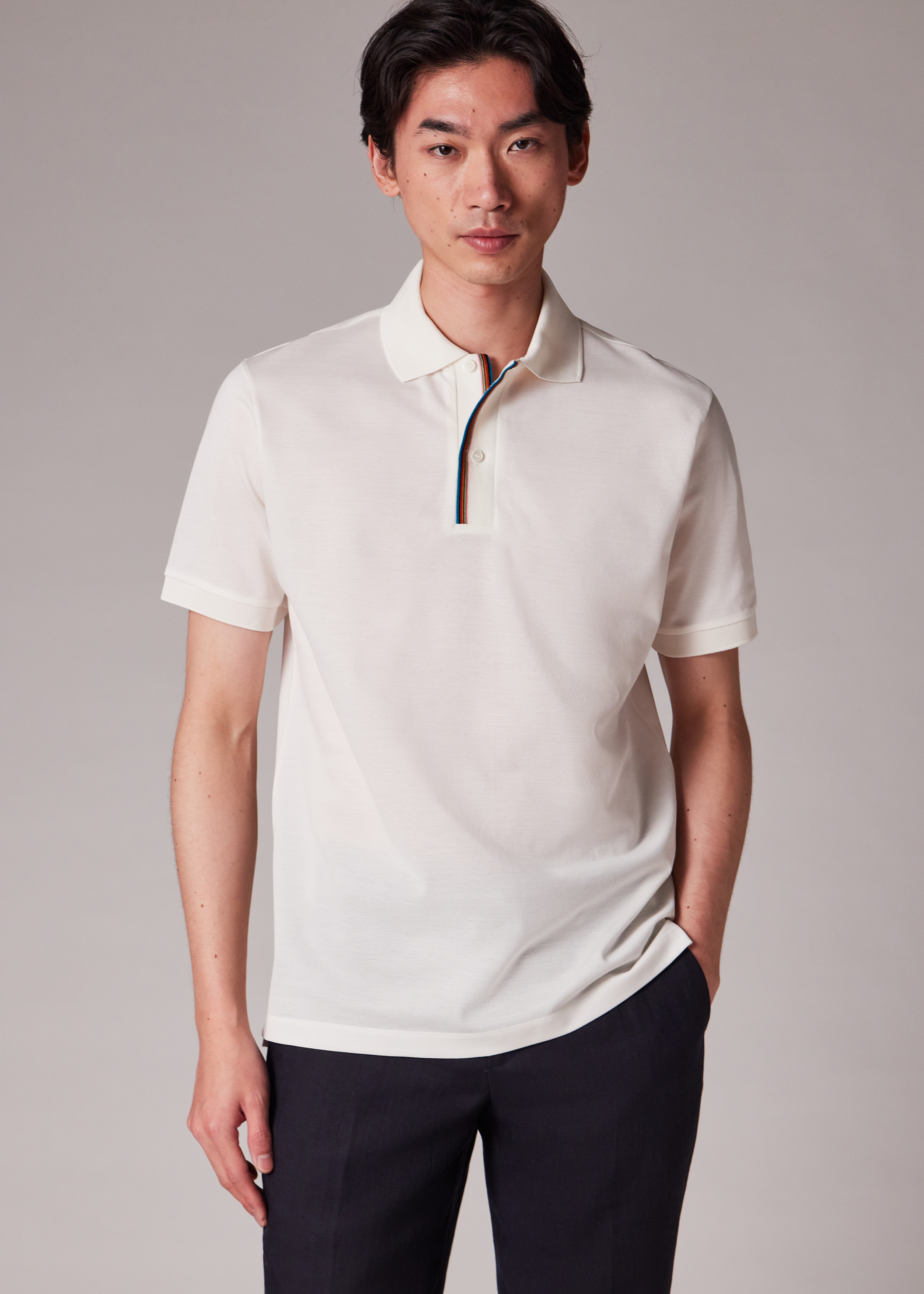 Men's White 'Signature Stripe' Trim Polo Shirt