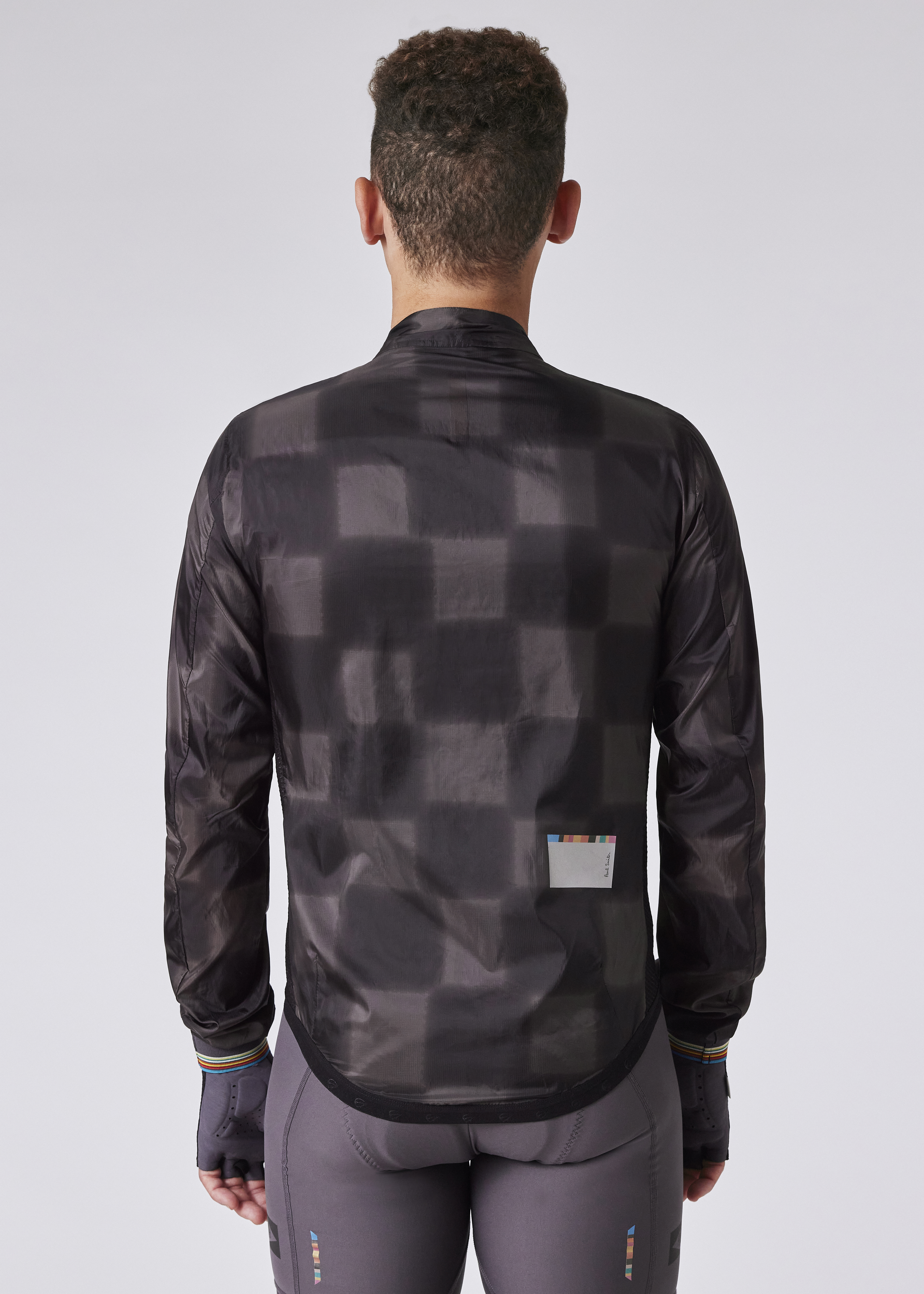Black Checkerboard Packable Cycling Wind Jacket thumbnail 2
