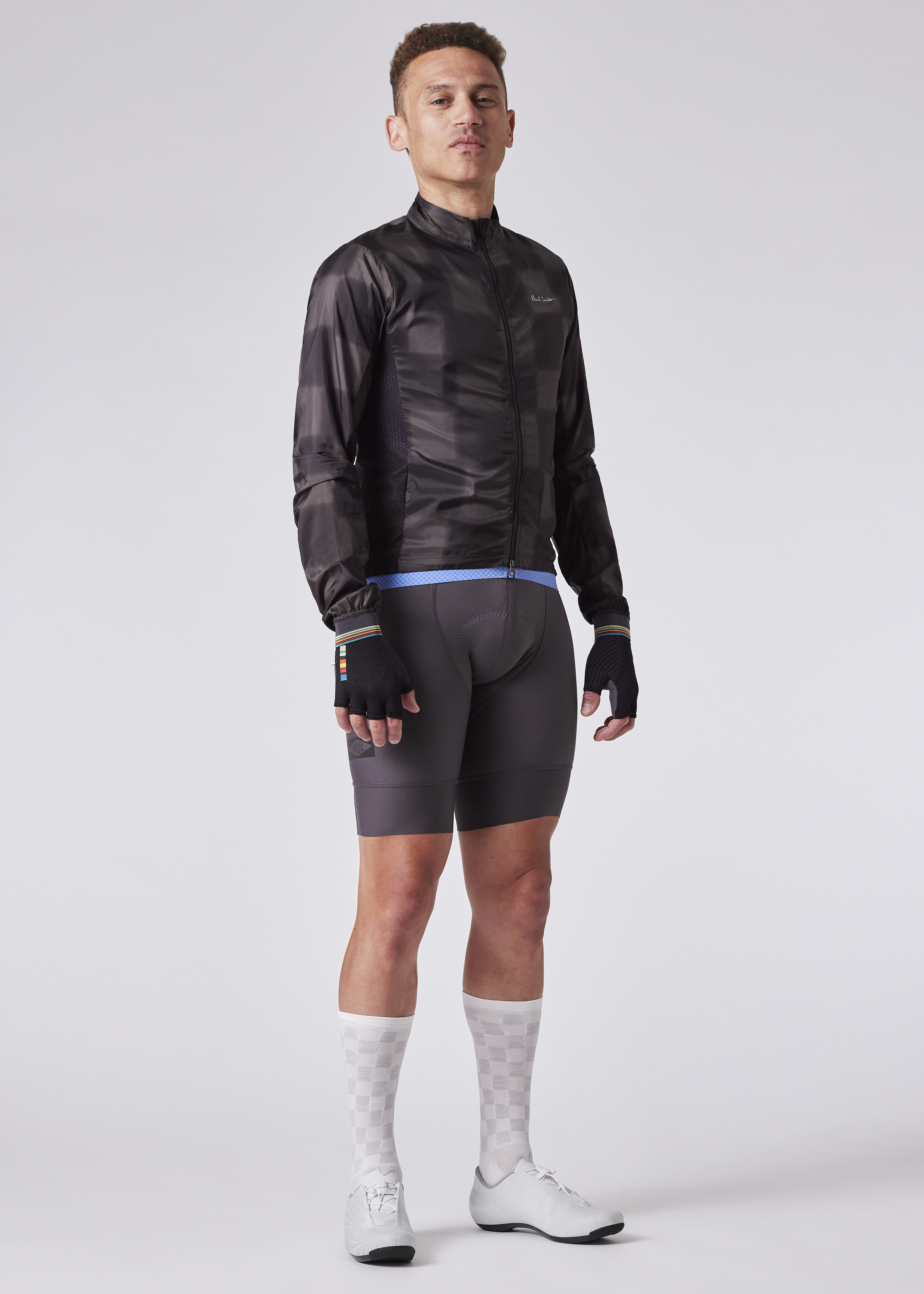 Black Checkerboard Packable Cycling Wind Jacket thumbnail 3