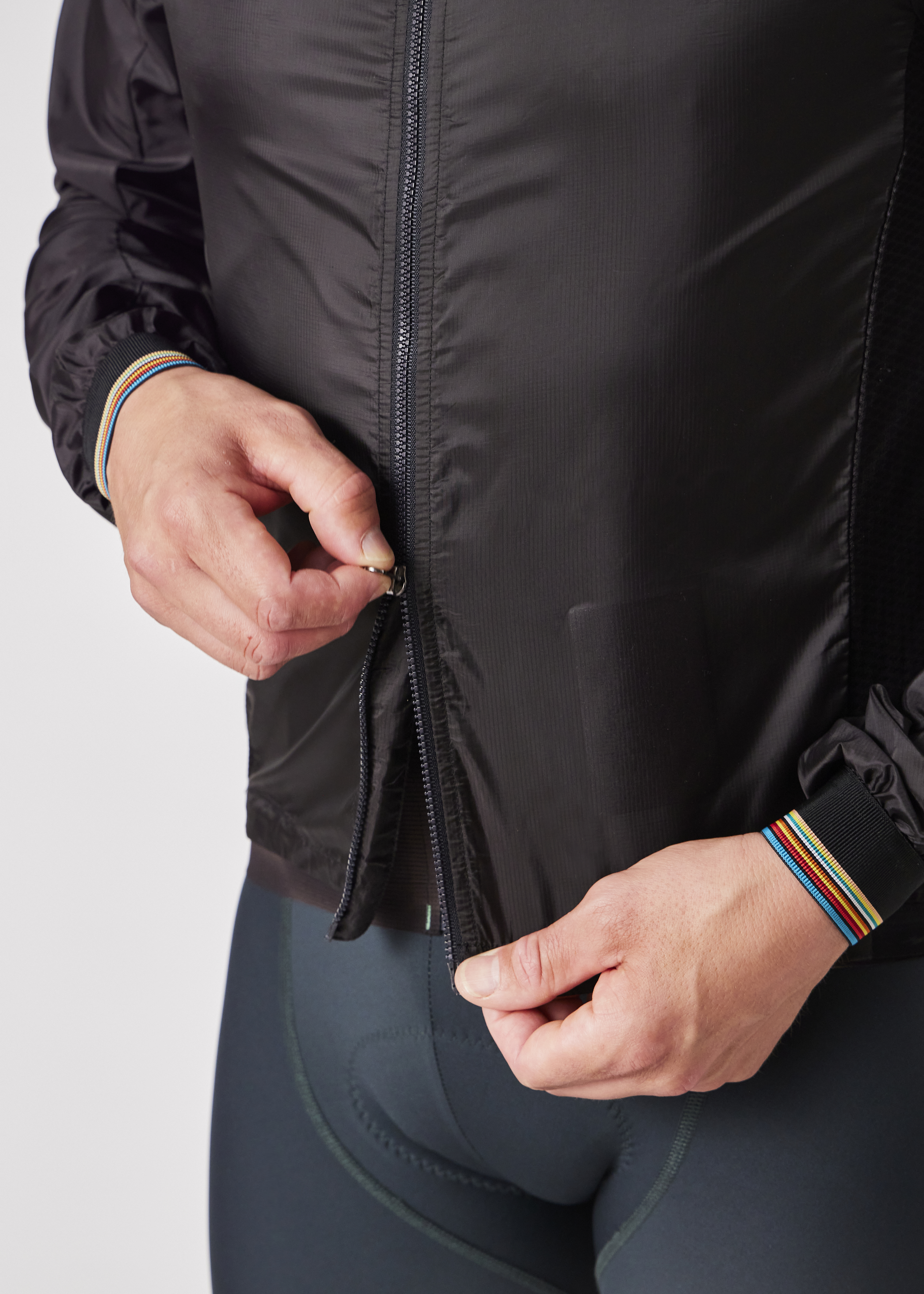 Black Packable Cycling Wind Jacket thumbnail 2